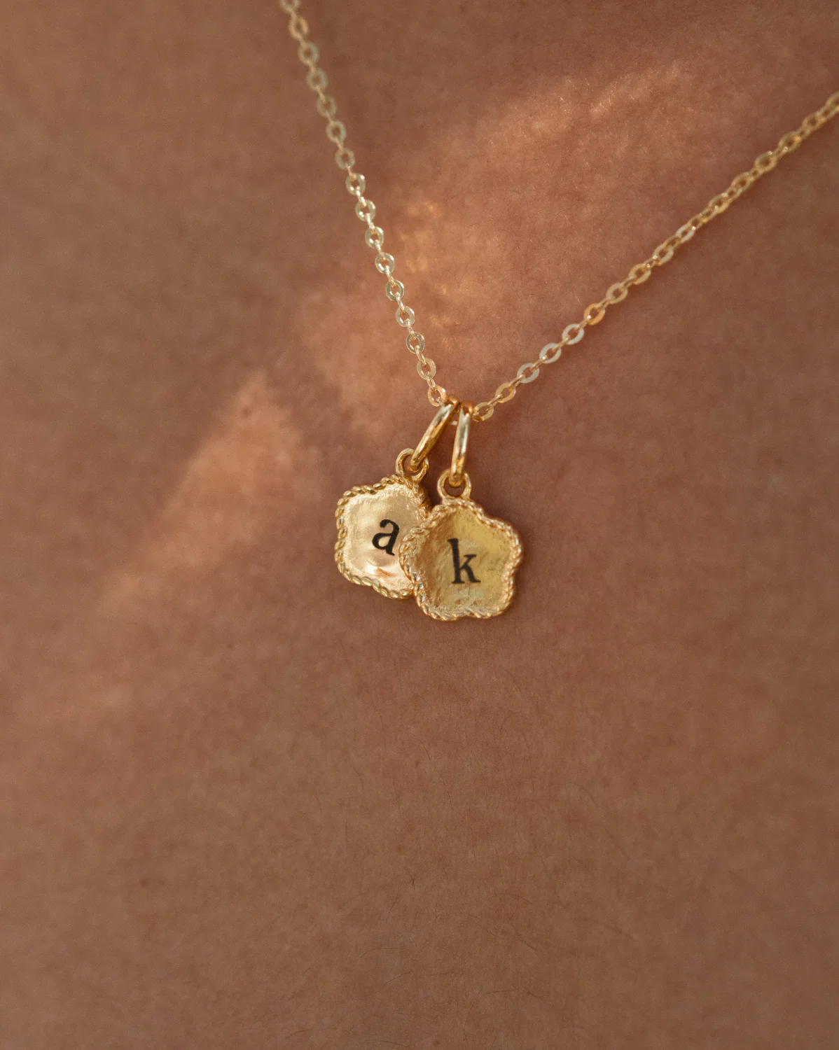 Flower Engraved Initial Necklace - Image 3