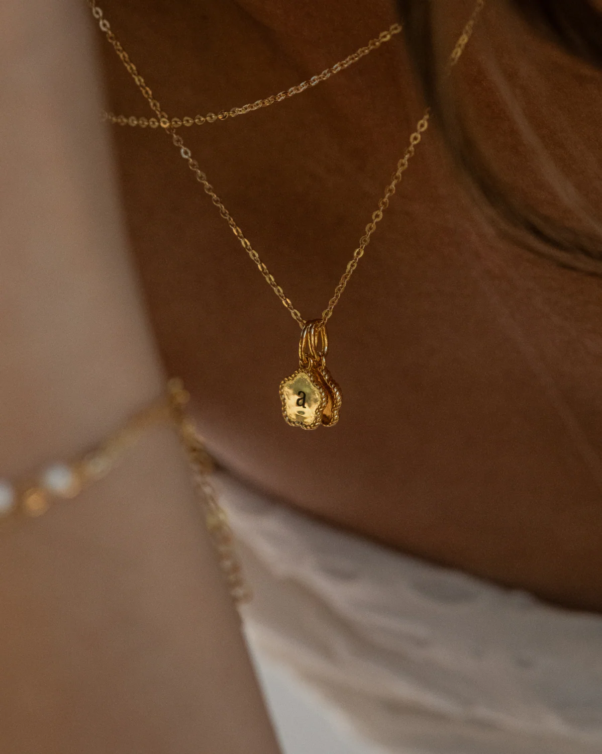 Flower Engraved Initial Necklace - Image 4