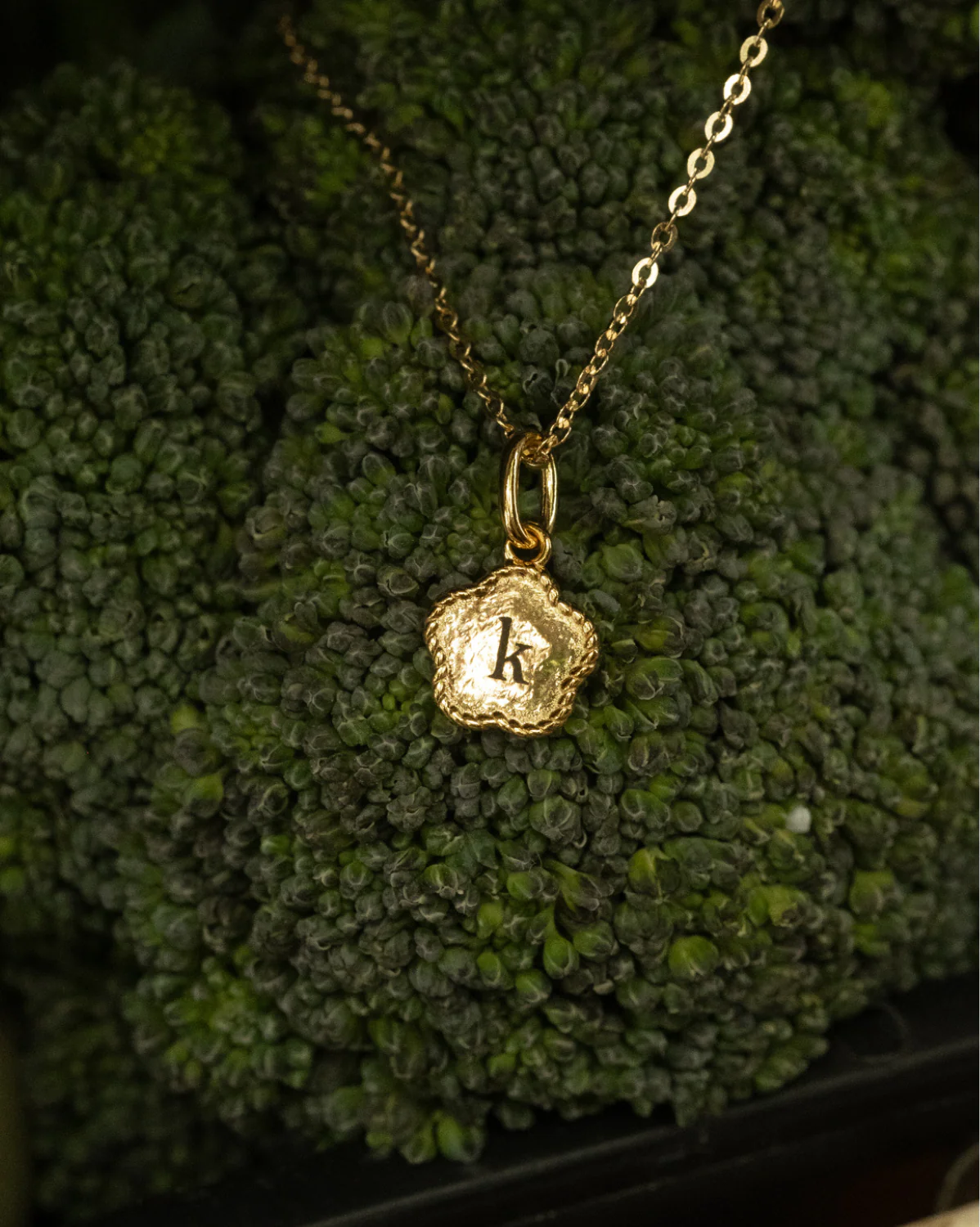 Flower Engraved Initial Necklace - Image 5