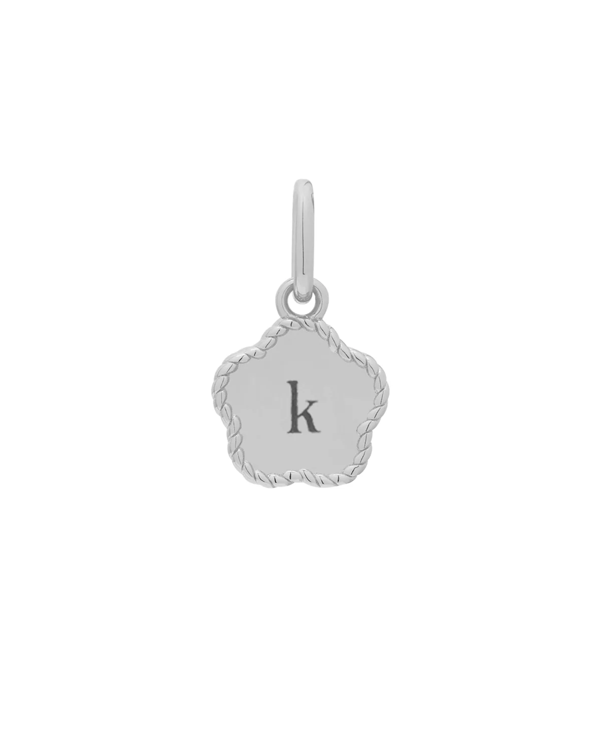 Flower Engraved Initial Pendant - Sterling Silver - Image 6