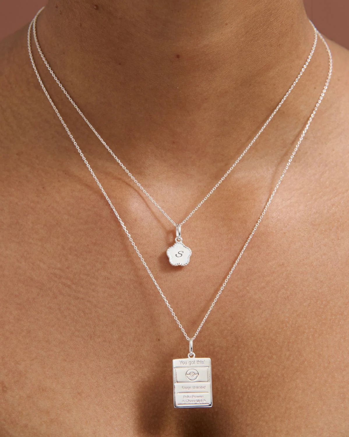 Flower Engraved Initial Necklace - Sterling Silver - Image 6
