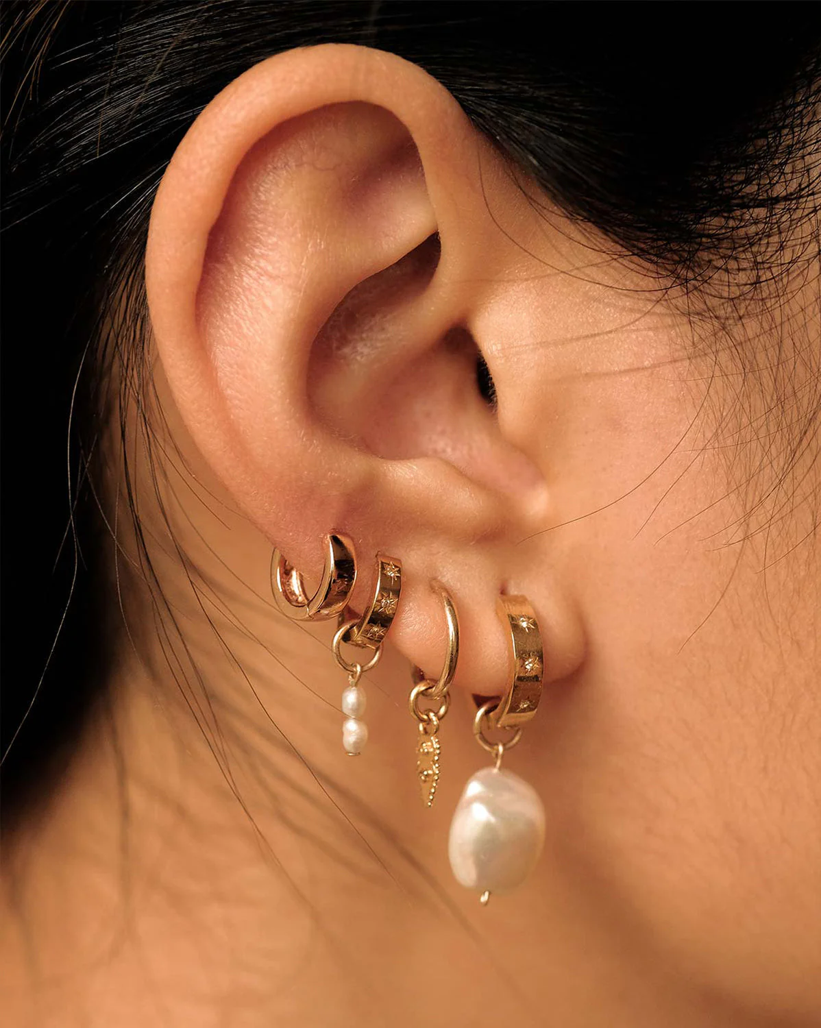 Gold Ivy Huggie Hoops - Image 4