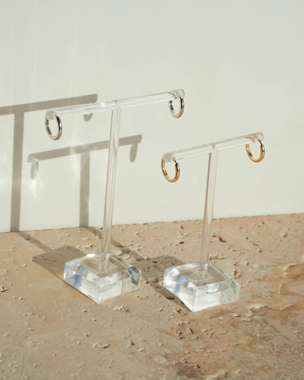 Grace Medium Solid Gold Hoops - White Gold - Image 4