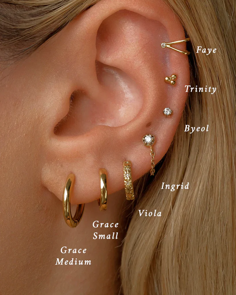 Grace Medium Solid Gold Hoops - White Gold - Image 6
