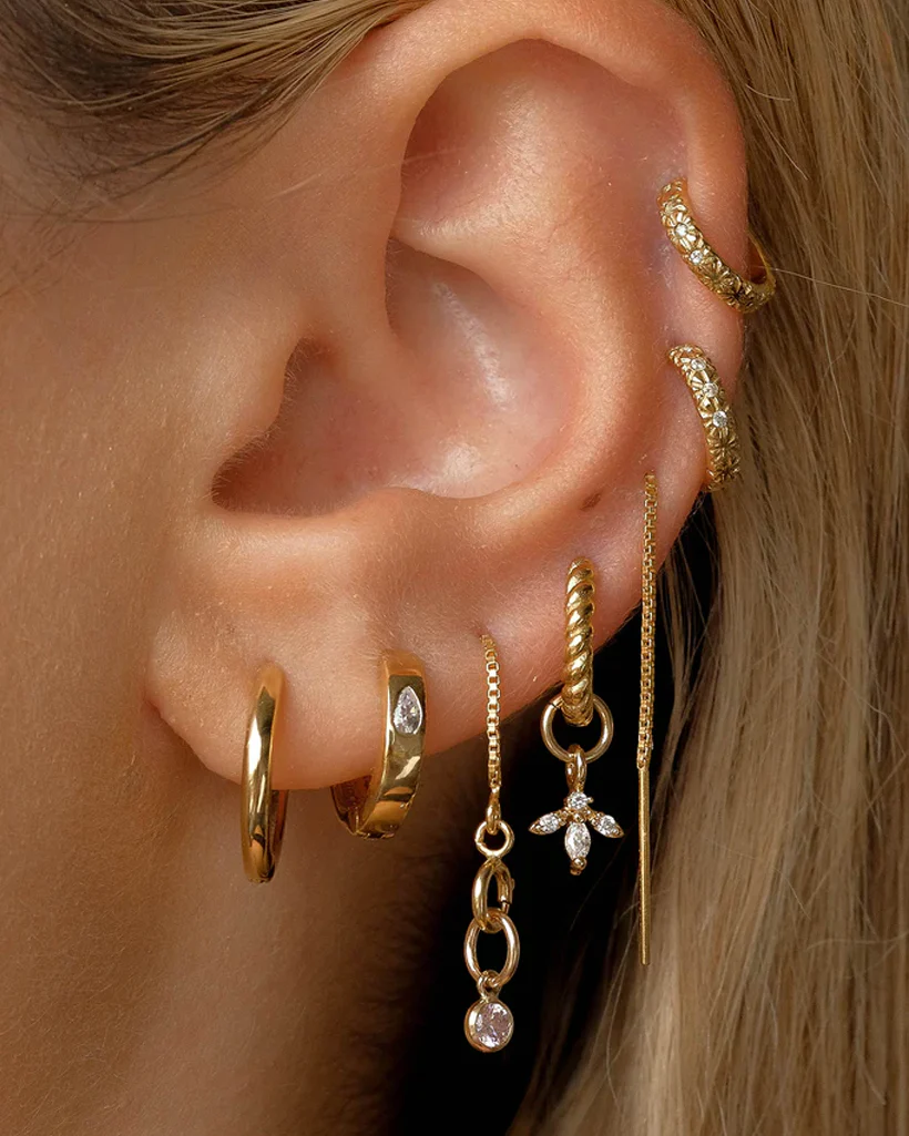 Grace Medium Solid Gold Hoops - White Gold - Image 7