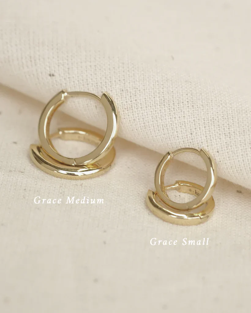 Grace Small Solid Gold Hoops - White Gold - Image 6