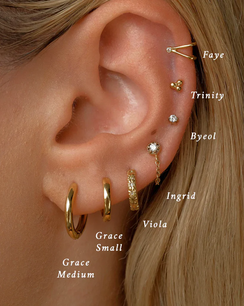 Grace Small Solid Gold Hoops - White Gold - Image 7