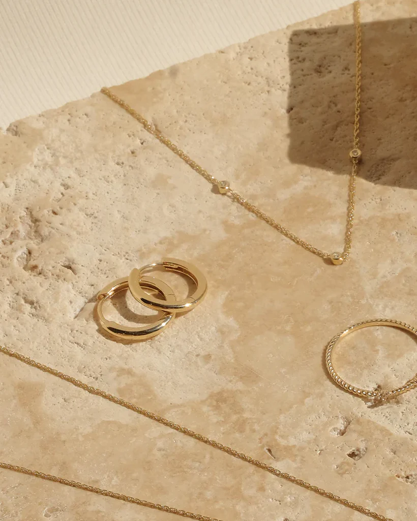 Grace Small Solid Gold Hoops - White Gold - Image 8