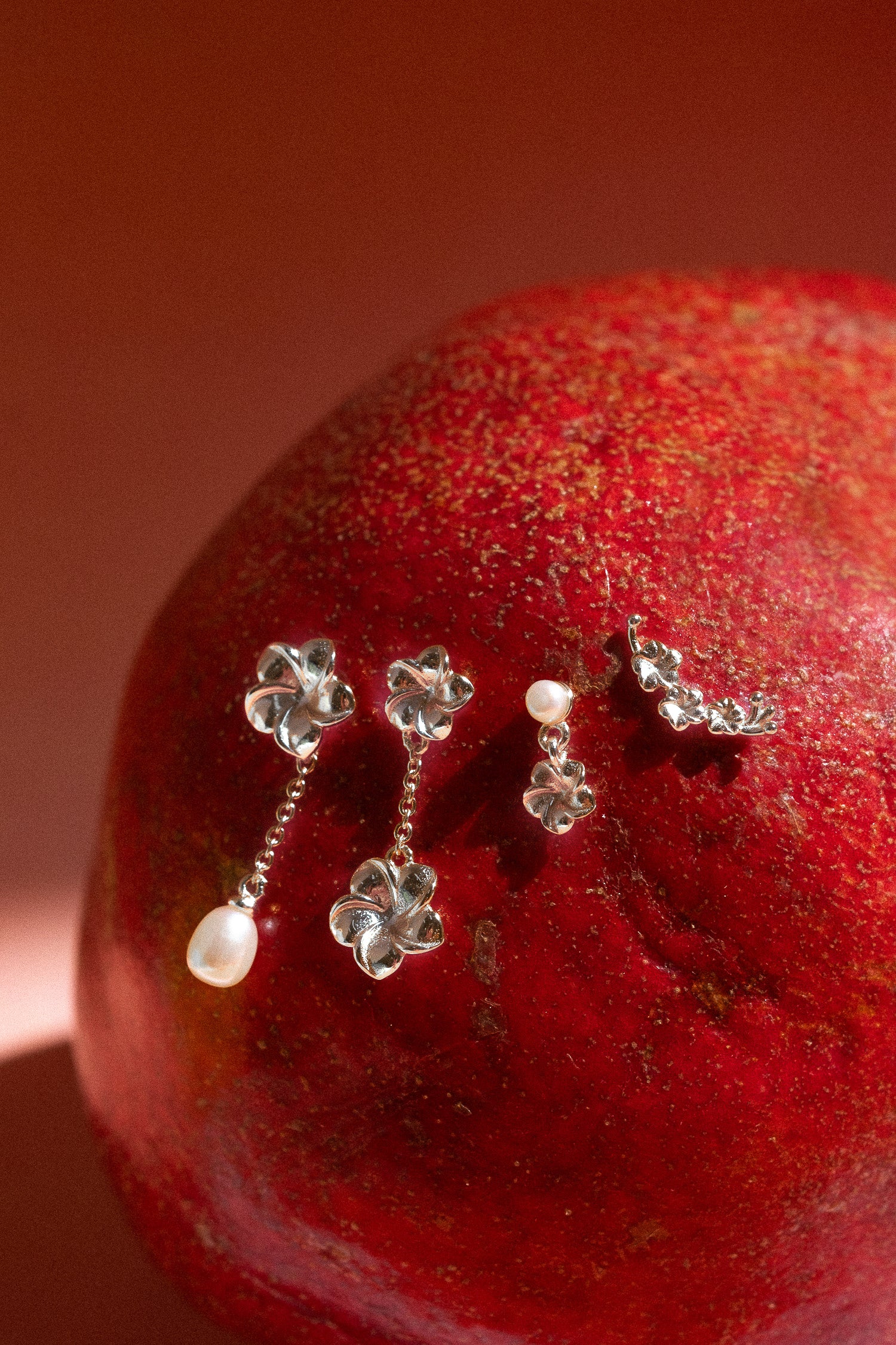 Hibiscus Flowers Earrings Set - Sterling Silver - Image 3