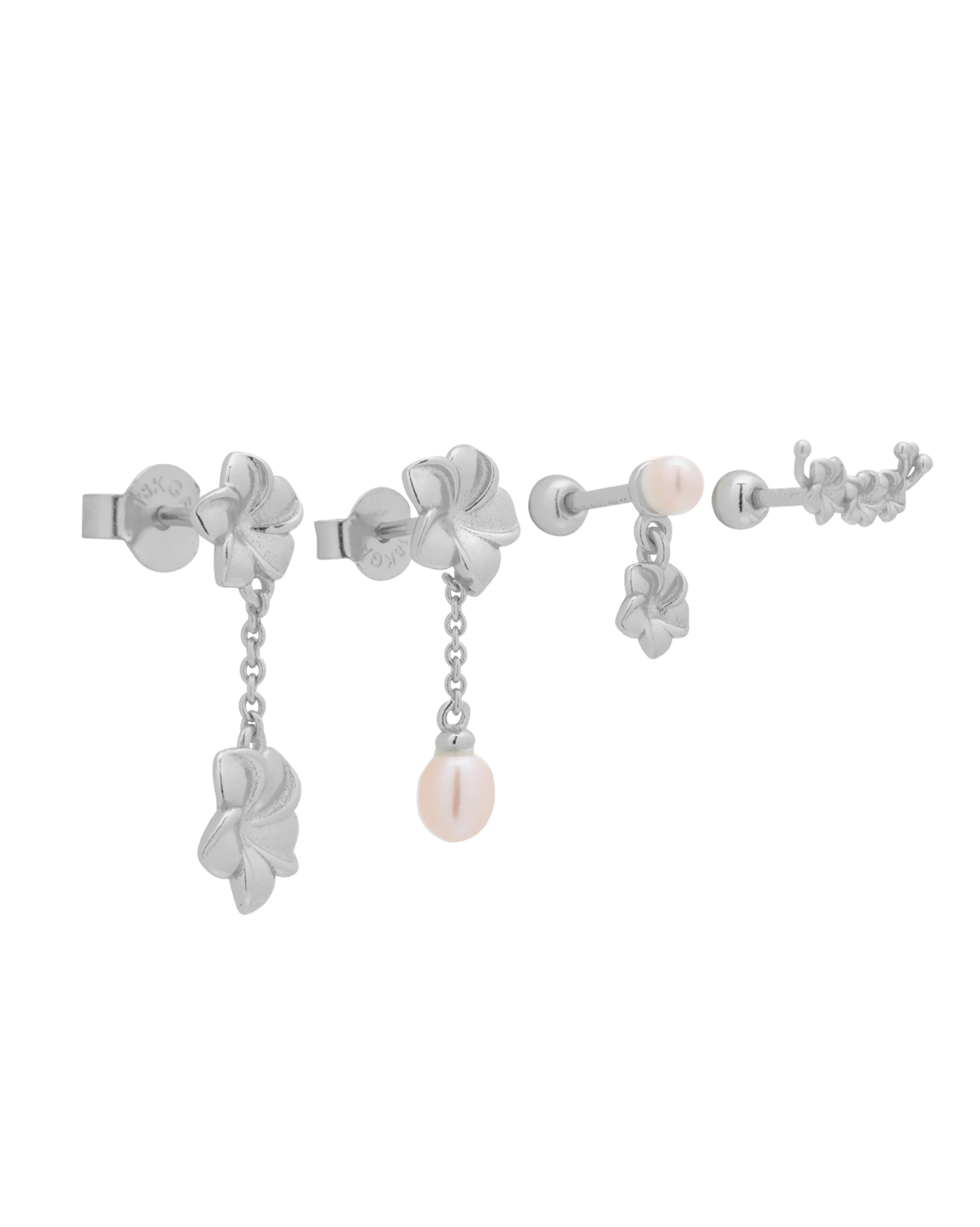 Hibiscus Flowers Earrings Set - Sterling Silver - Image 7