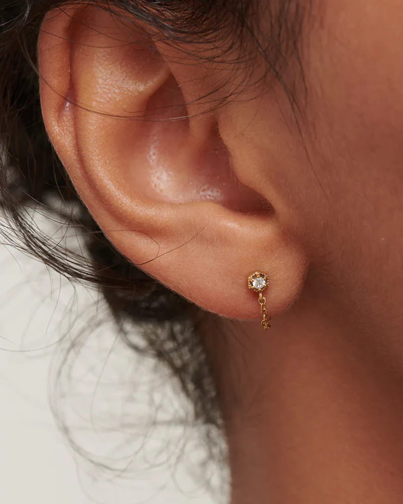Ingrid Solid Gold Chain Stud - Image 3