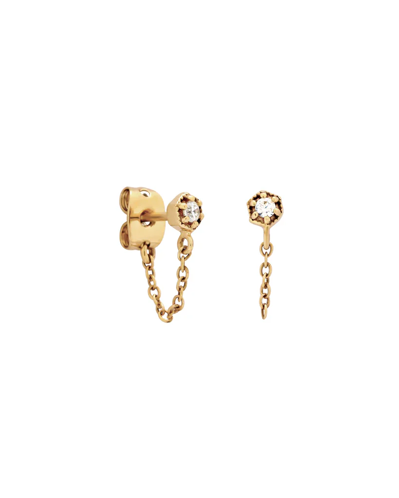 Ingrid Solid Gold Chain Stud - Image 4