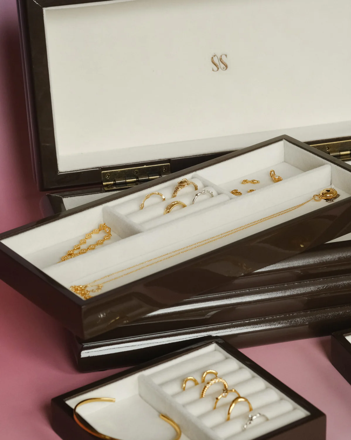 Jewellery Lacquer Storage Box - Brown - Image 3