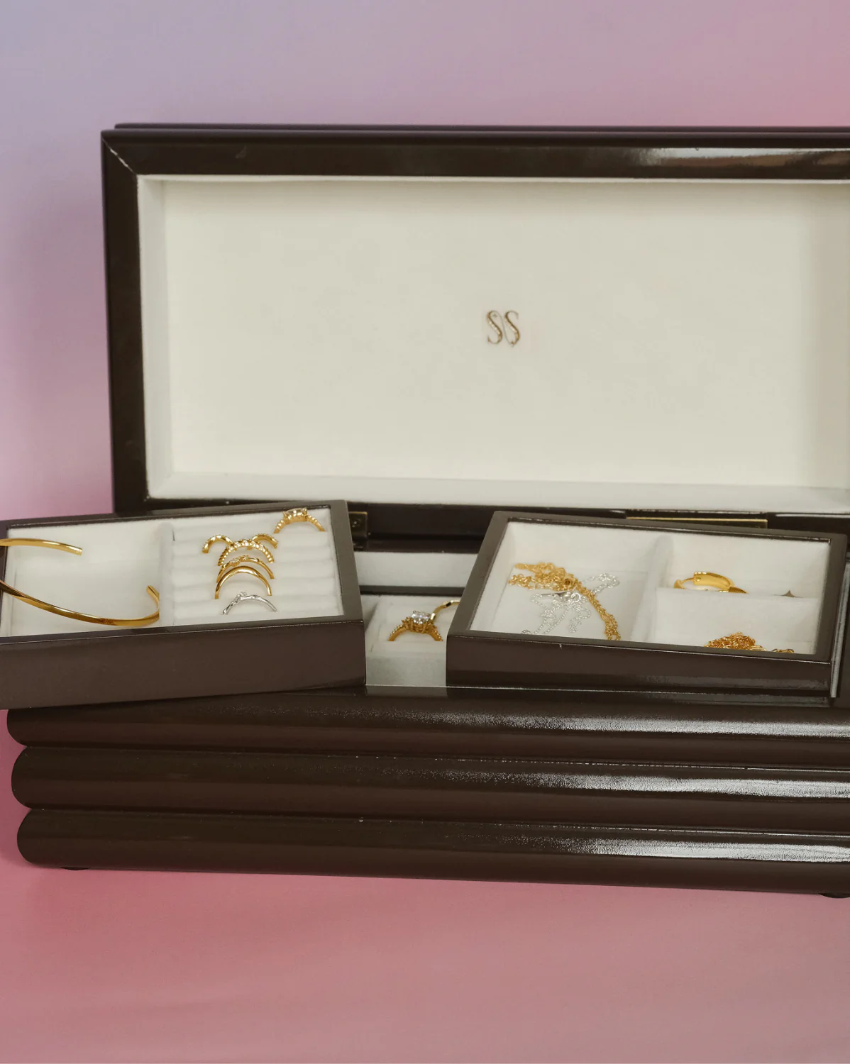 Jewellery Lacquer Storage Box - Brown - Image 6