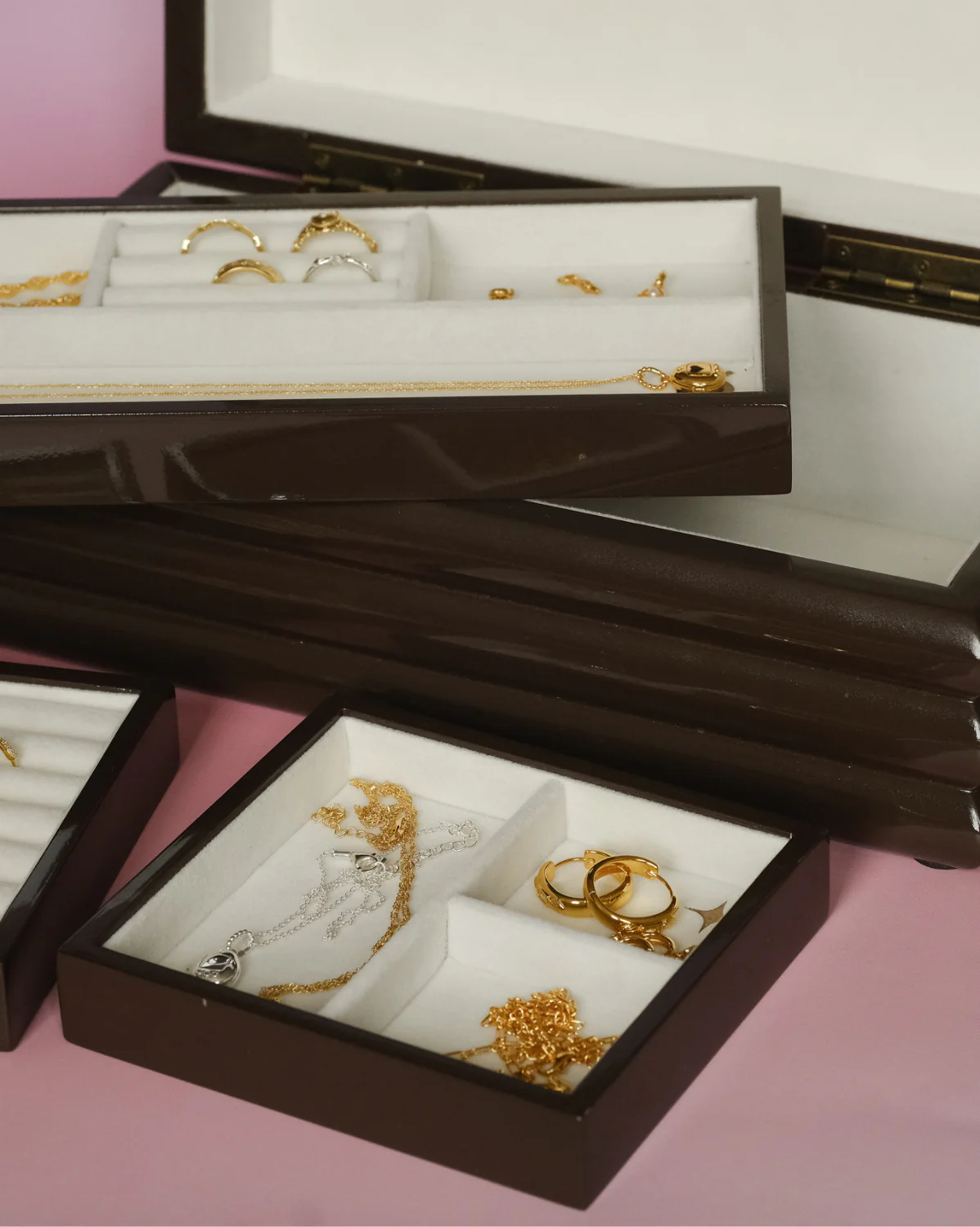 Jewellery Lacquer Storage Box - Brown - Image 7