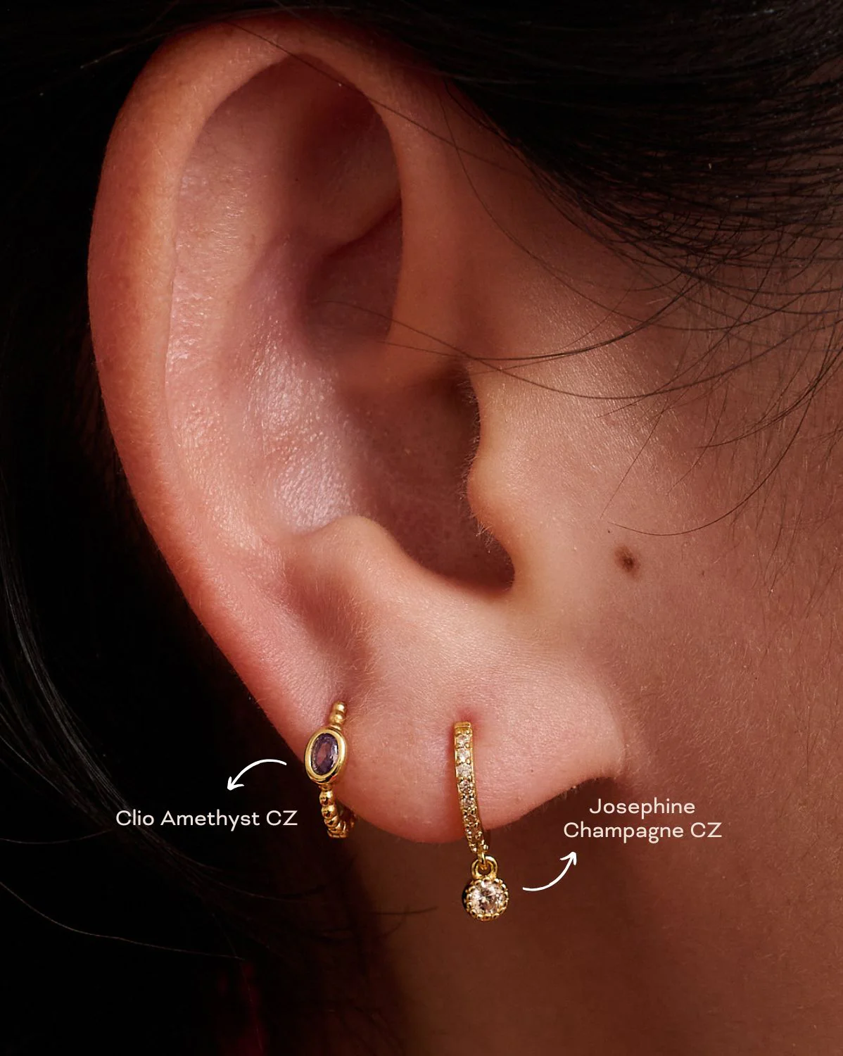 Josephine Hoops - Topaz CZ - Image 3