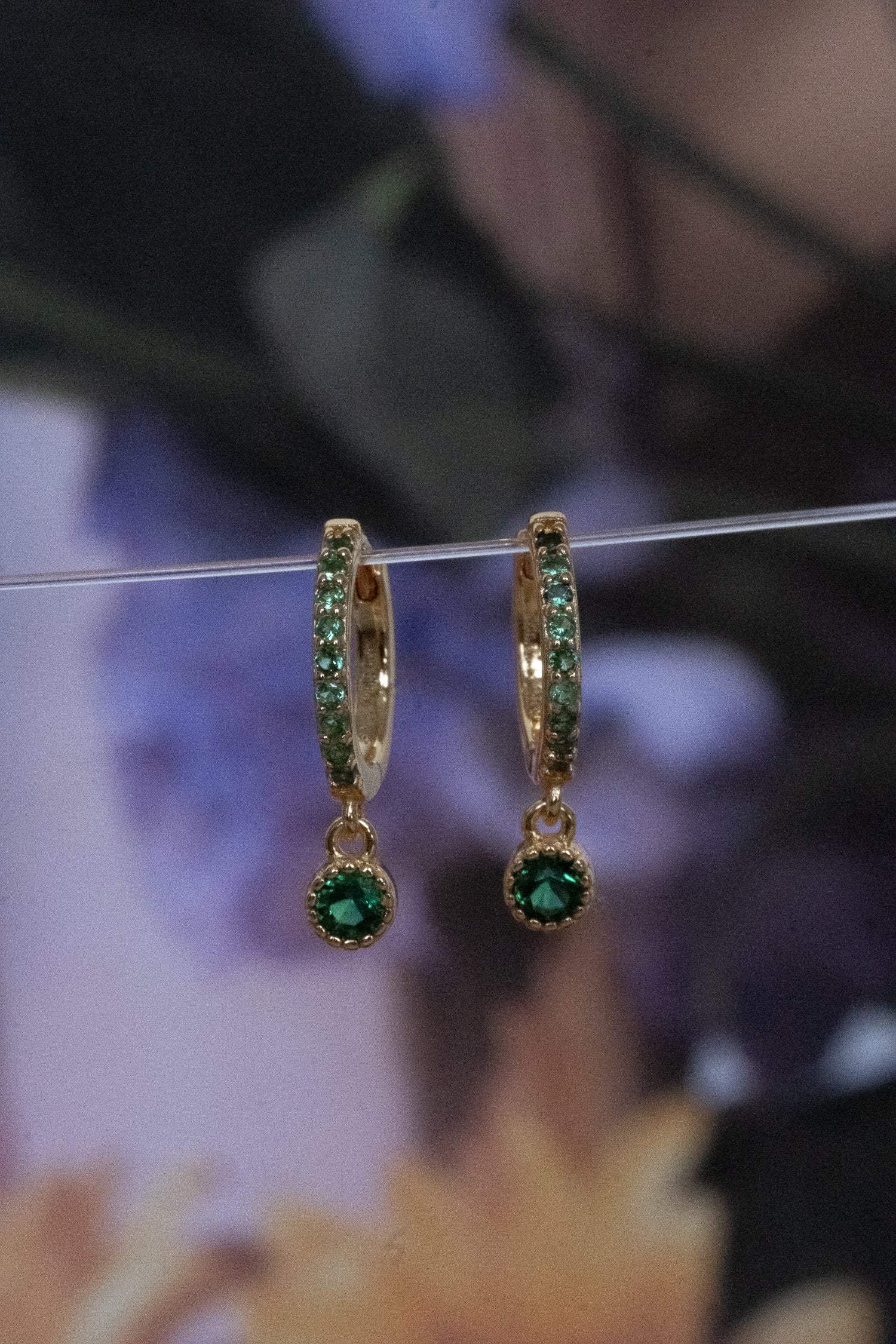 Josephine Hoops - Emerald CZ - Image 3