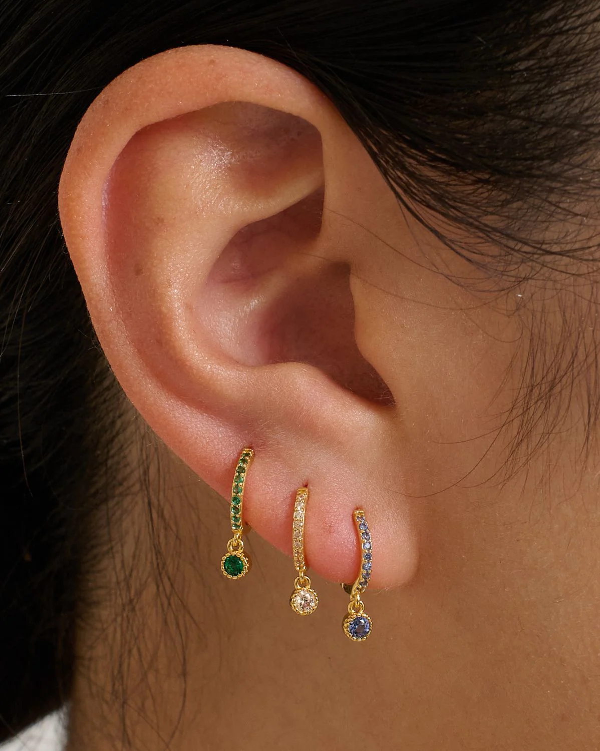 Josephine Hoops - Emerald CZ - Image 4