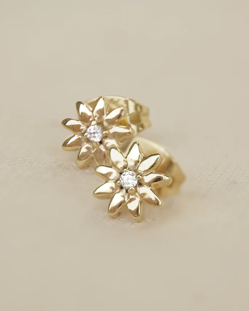 Leilani Solid Gold Flower Diamond Stud - Image 5