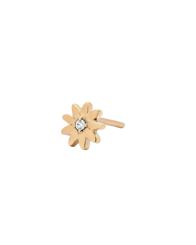 Leilani Solid Gold Flower Diamond Stud - Image 6