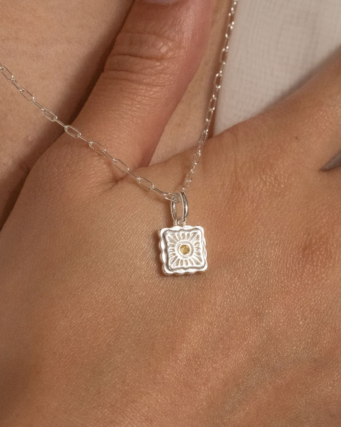 Liu Xin Square Mooncake Necklace - Sterling Silver - Image 3