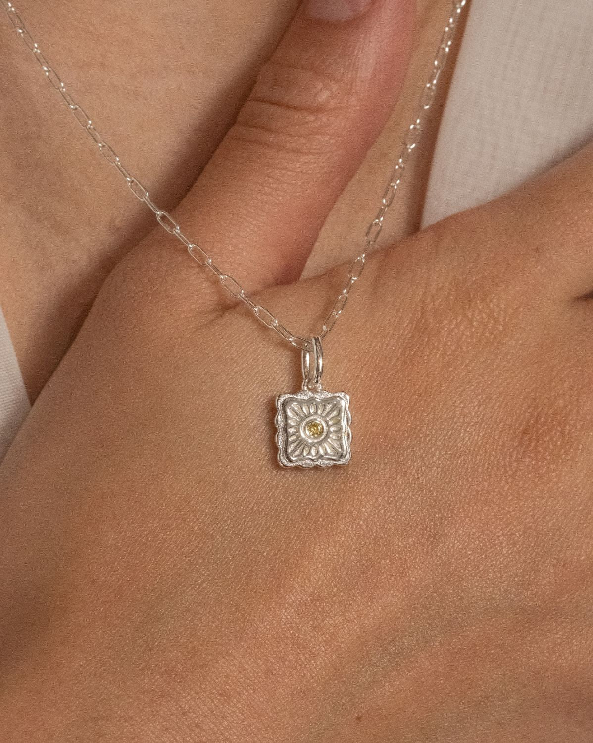 Liu Xin Square Mooncake Necklace - Sterling Silver - Image 4