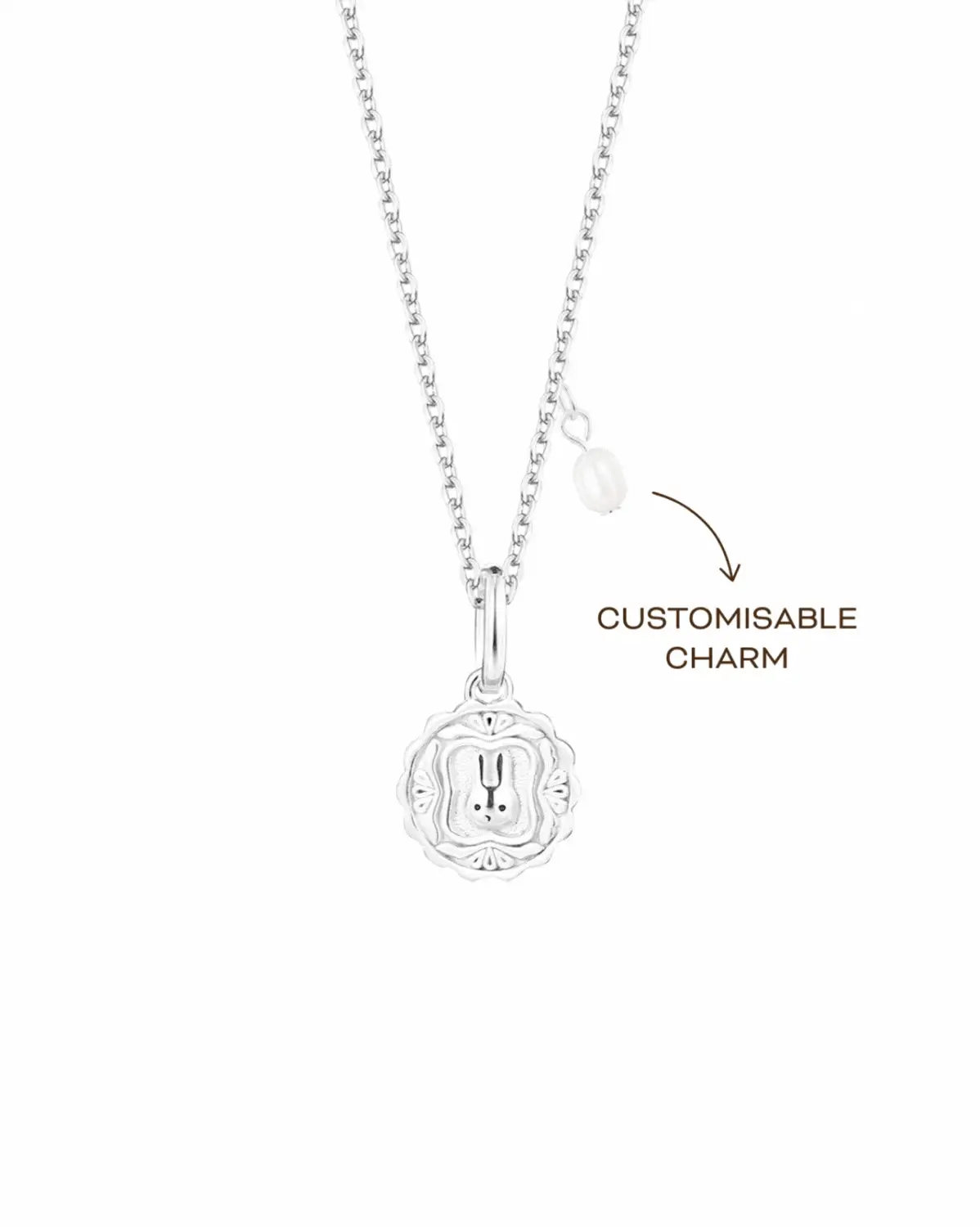 Luna Round Mooncake Necklace - Sterling Silver