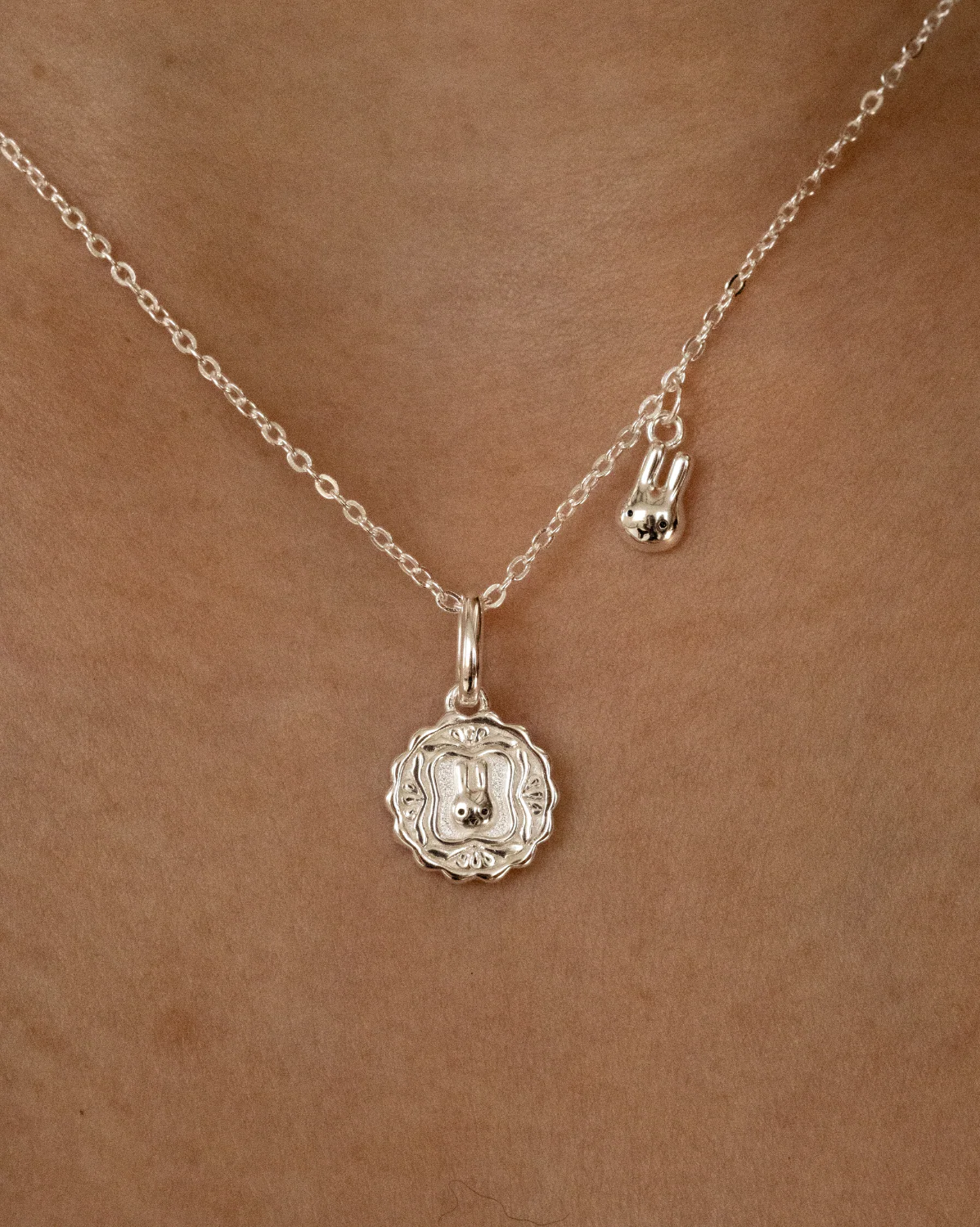 Luna Round Mooncake Necklace - Sterling Silver - Image 3