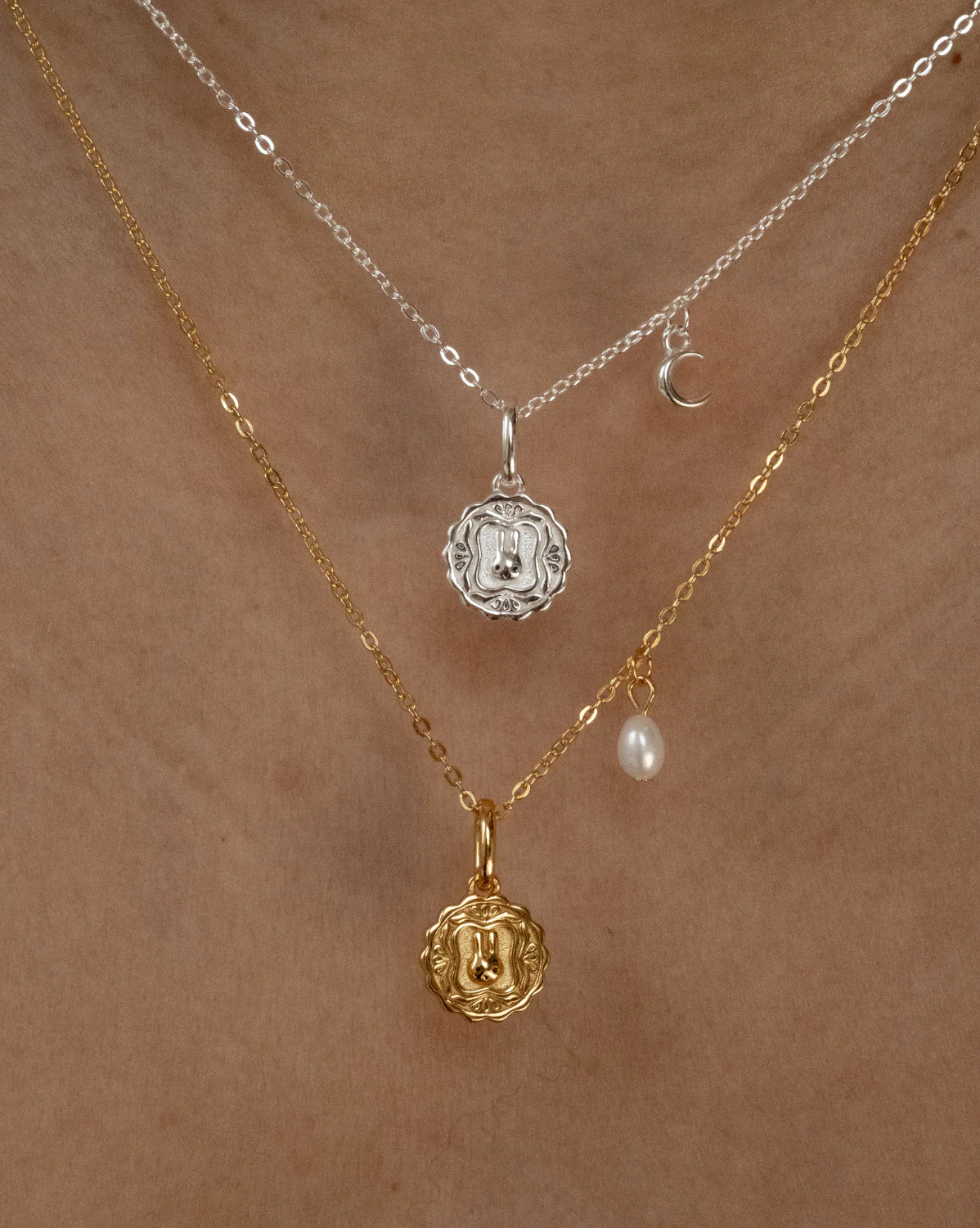 Luna Round Mooncake Necklace - Sterling Silver - Image 6
