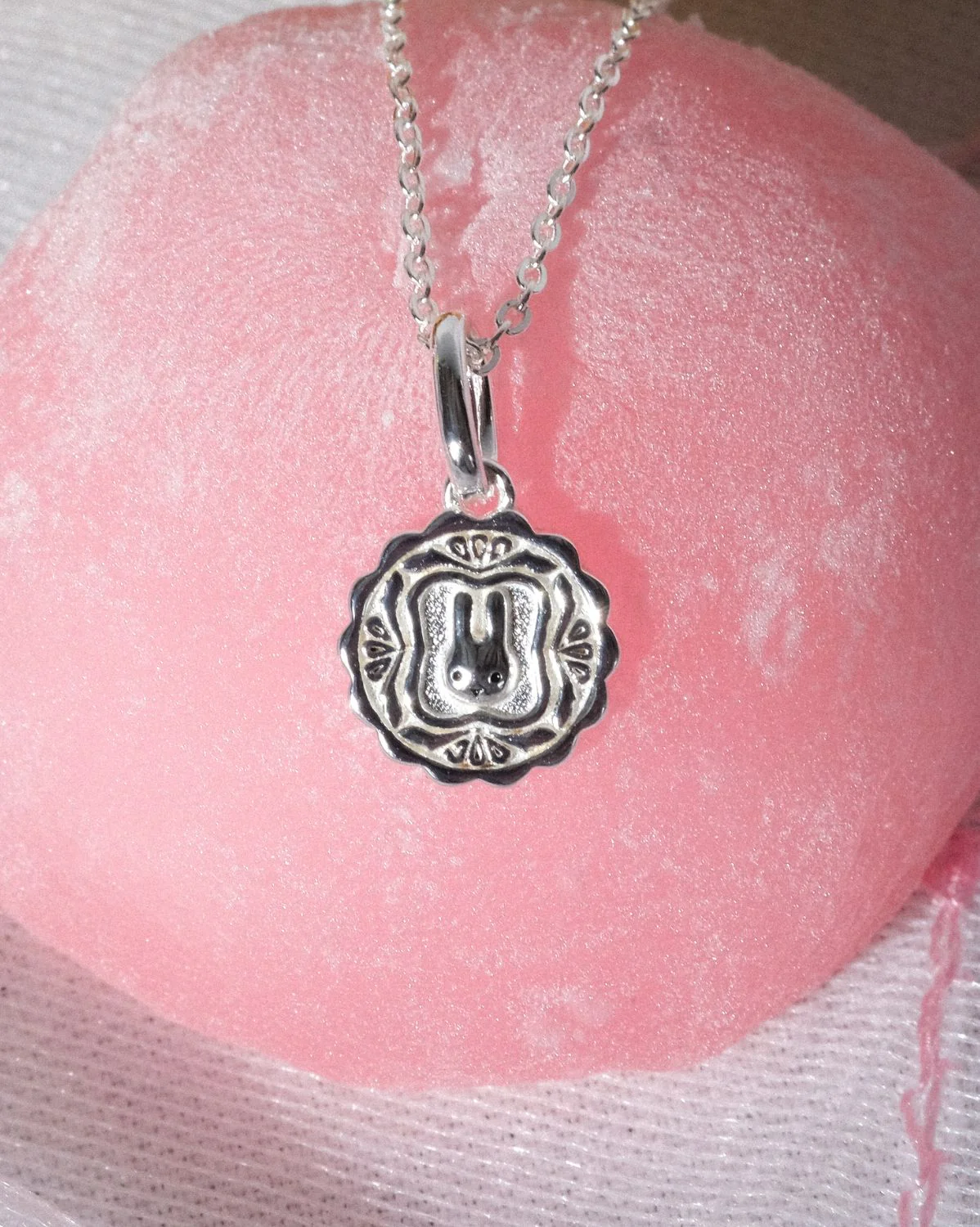 Luna Round Mooncake Necklace - Sterling Silver - Image 7