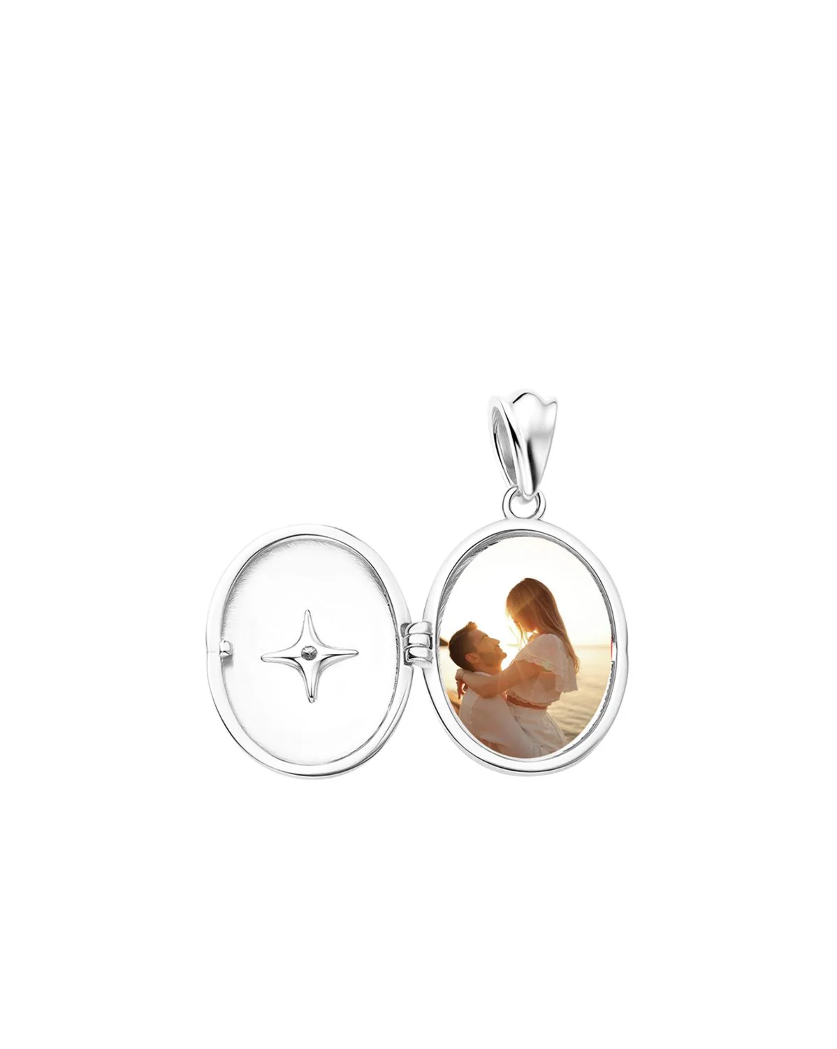 Maeve Oval Engravable Locket Necklace - Sterling Silver - Image 9