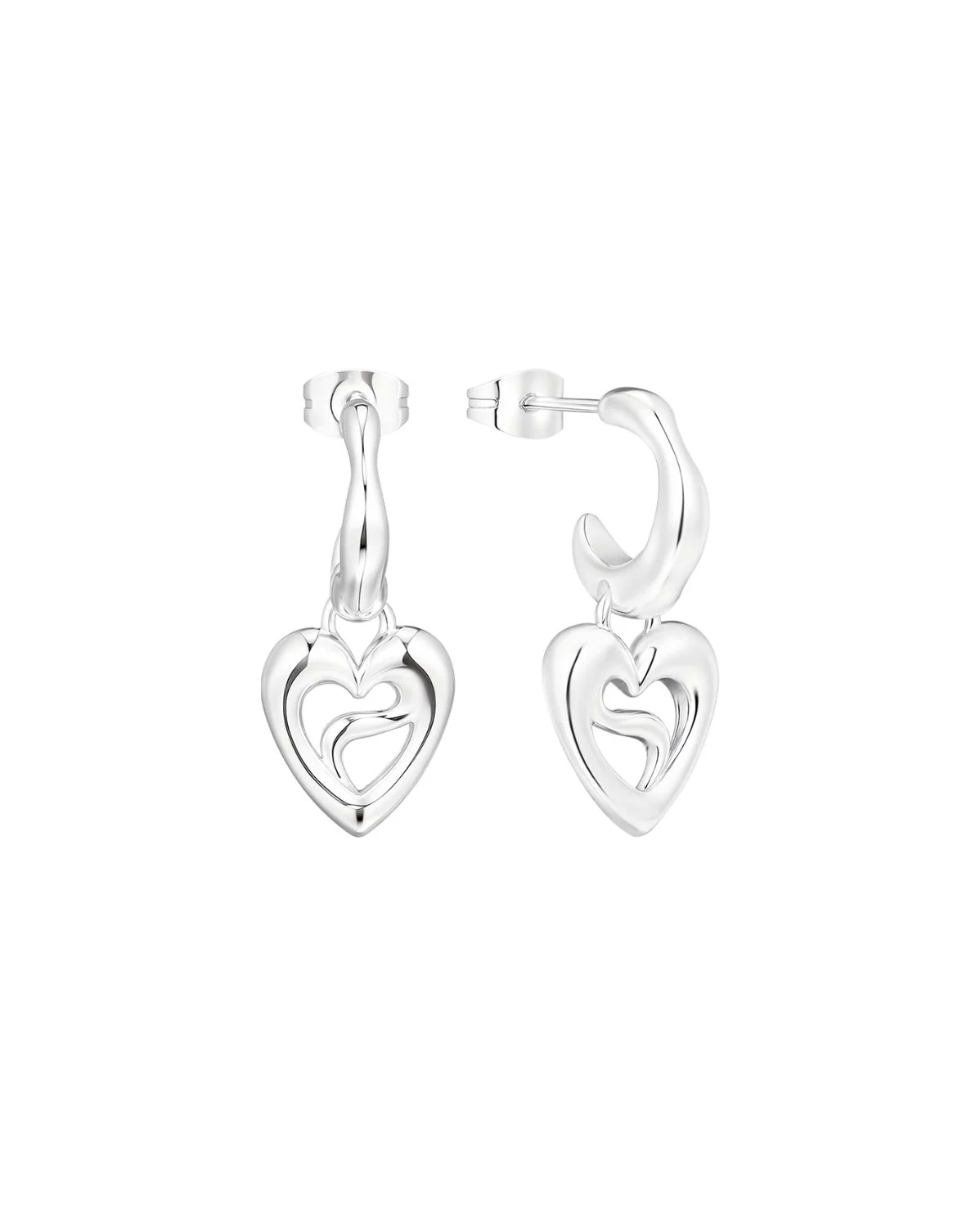 Mika Cosmic Heart Hoops - Sterling Silver