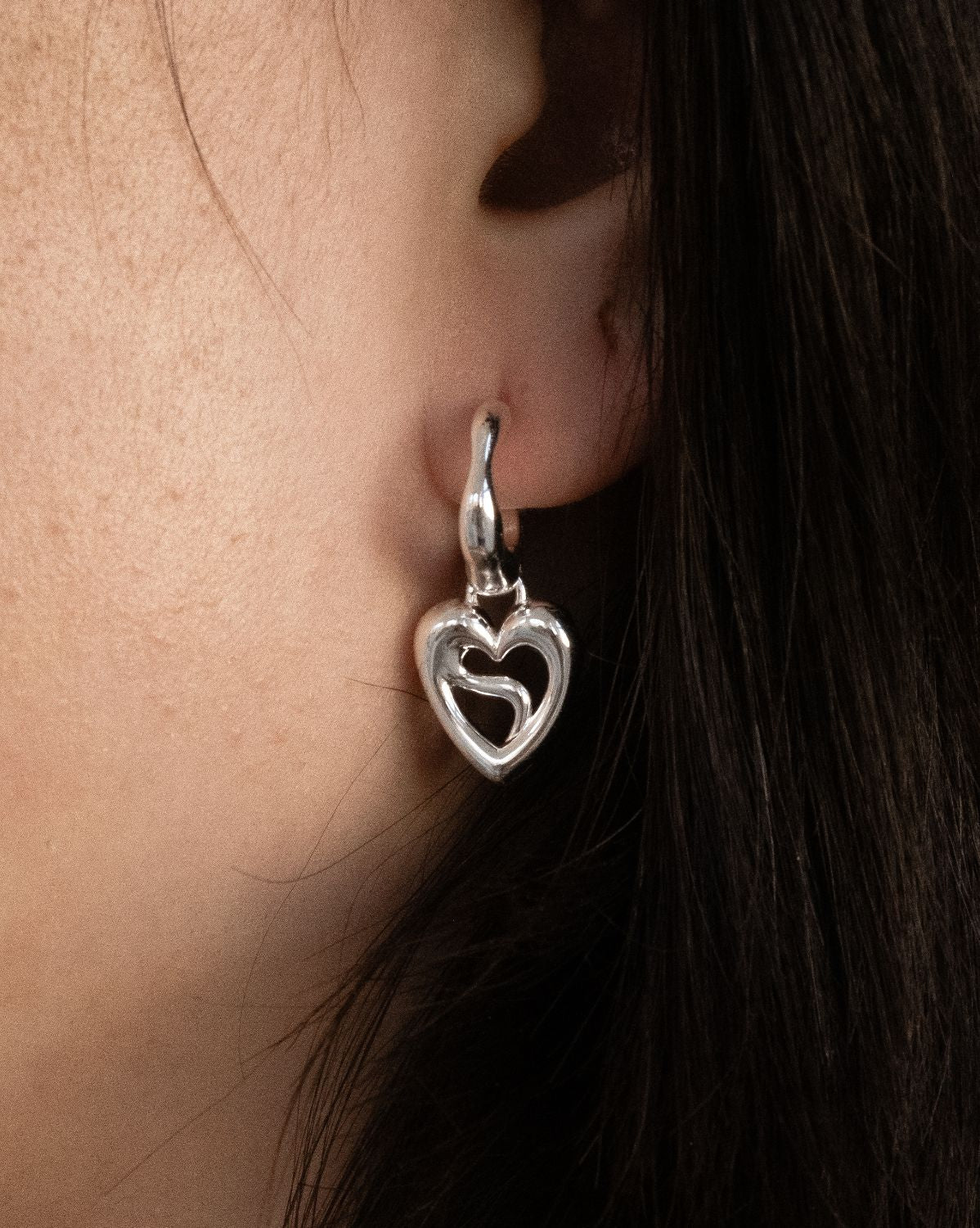 Mika Cosmic Heart Hoops - Sterling Silver - Image 2