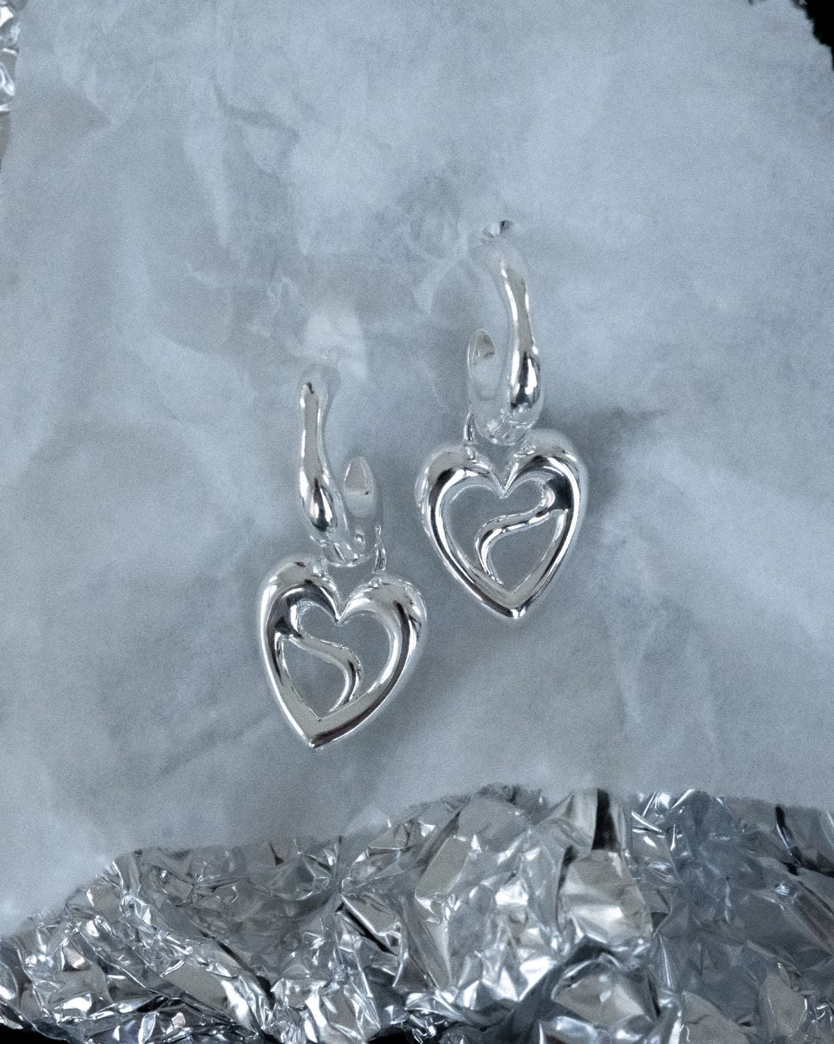 Mika Cosmic Heart Hoops - Sterling Silver - Image 4