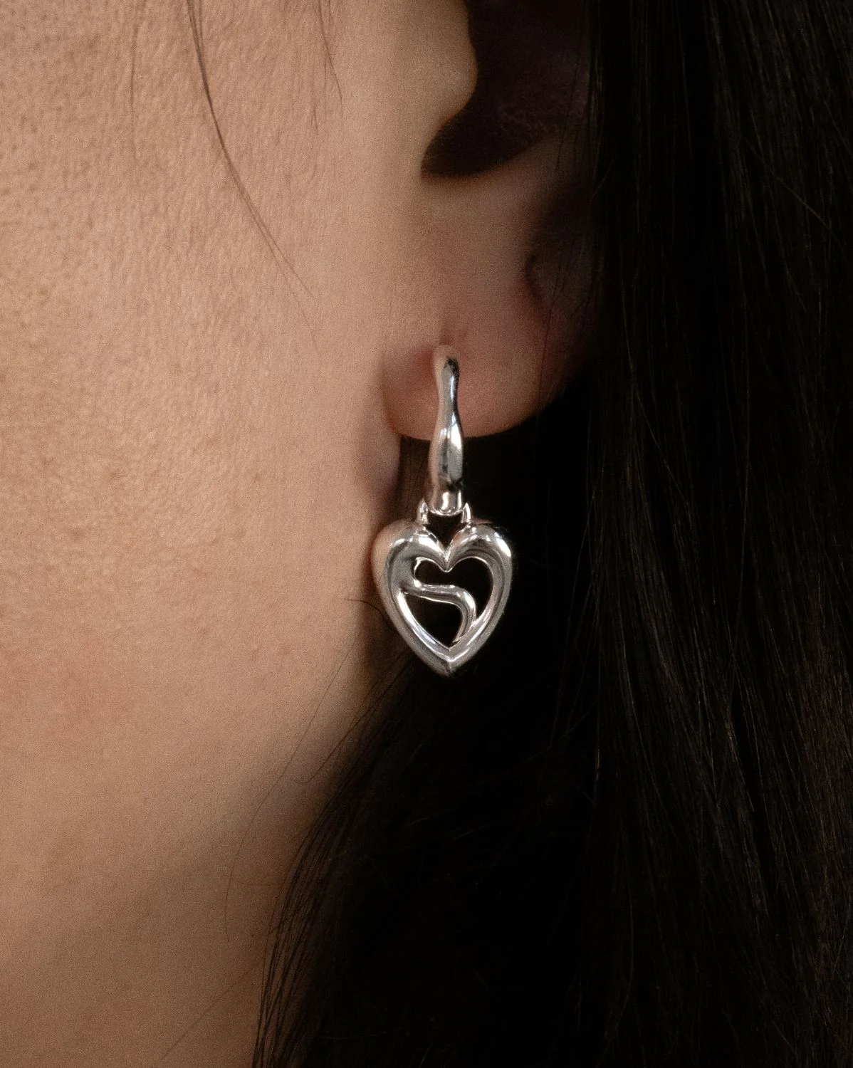 Mika Cosmic Heart Hoops - Sterling Silver - Image 5