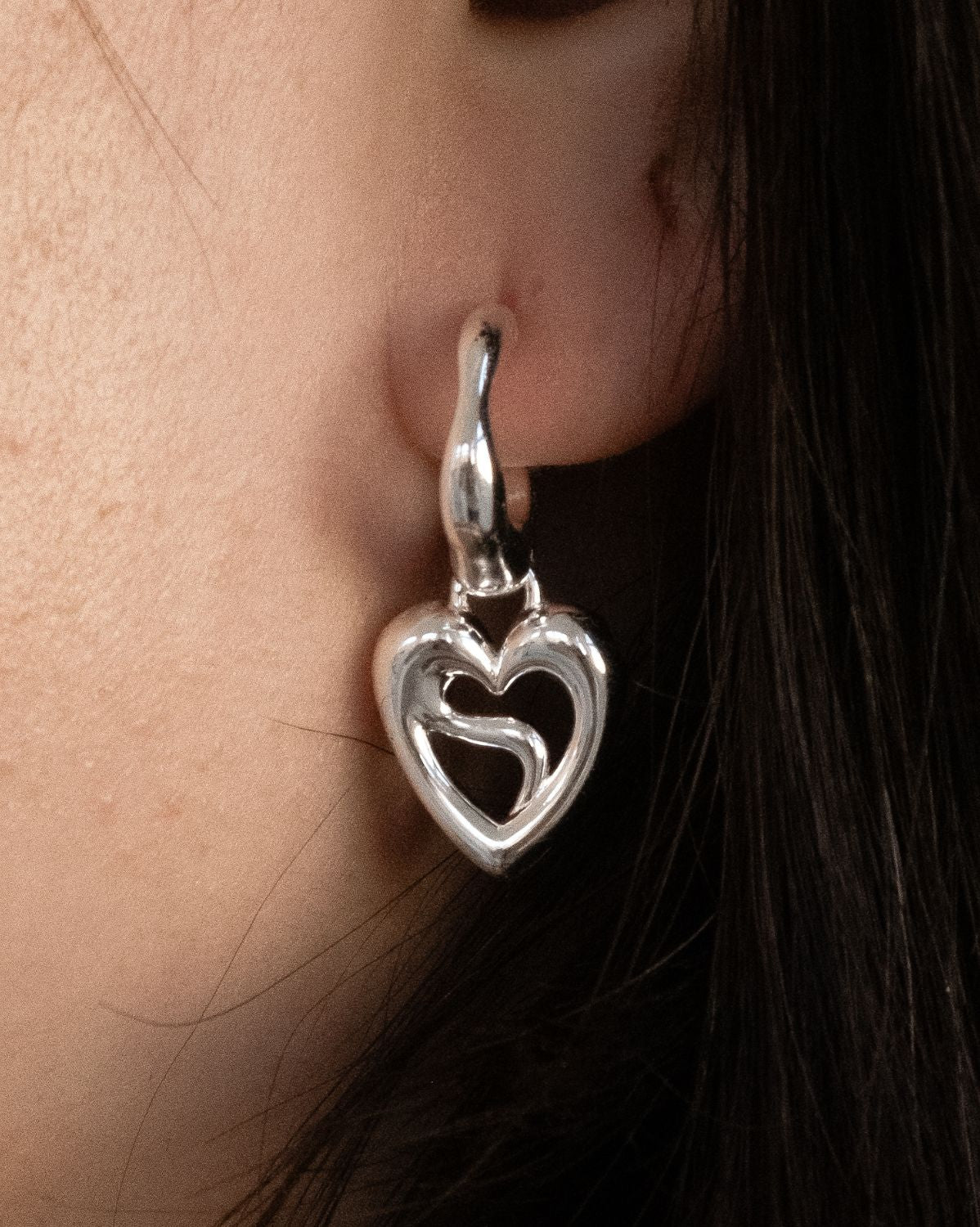 Mika Cosmic Heart Hoops - Sterling Silver - Image 8
