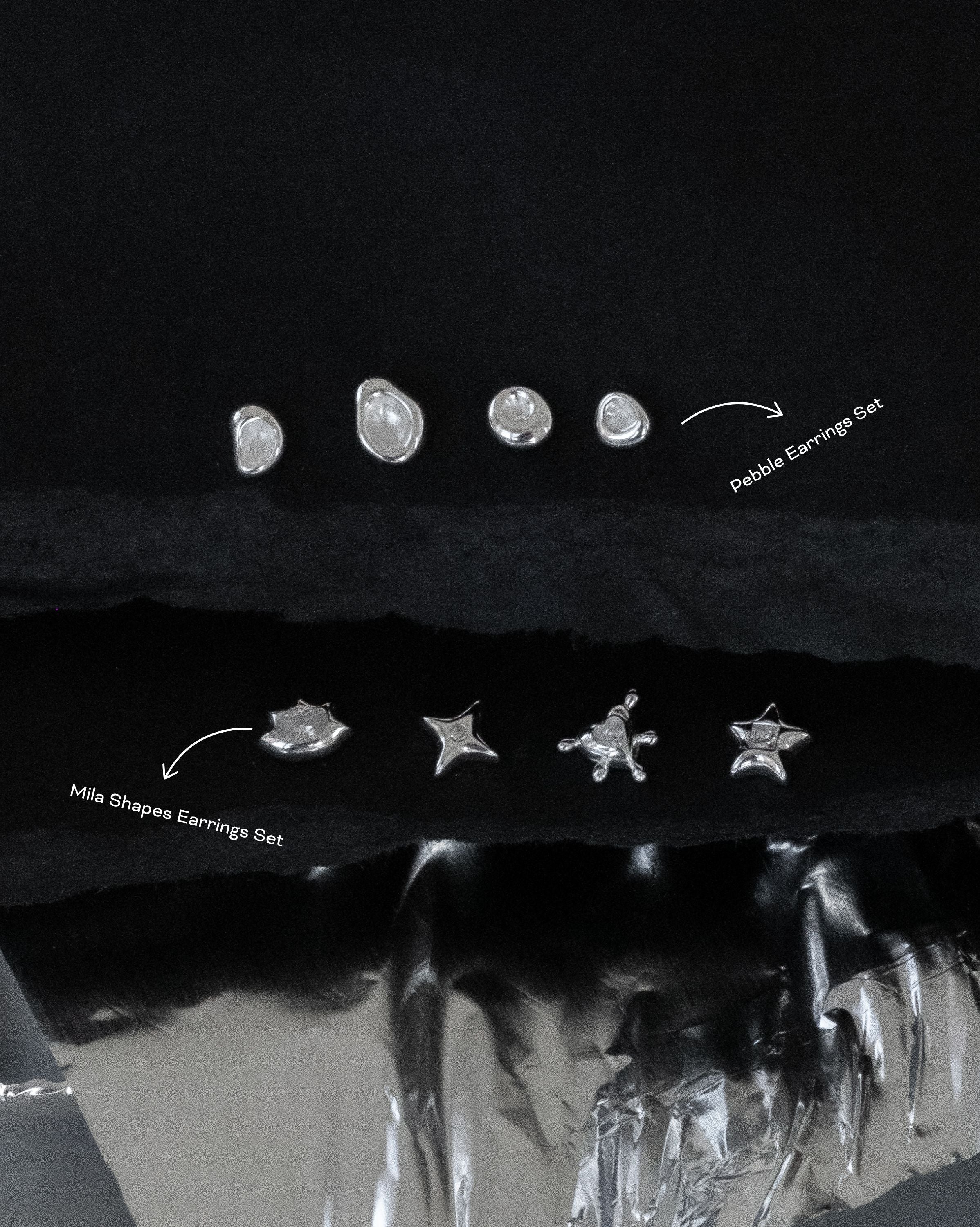 Pebble Earrings Set - Sterling Silver - Image 6