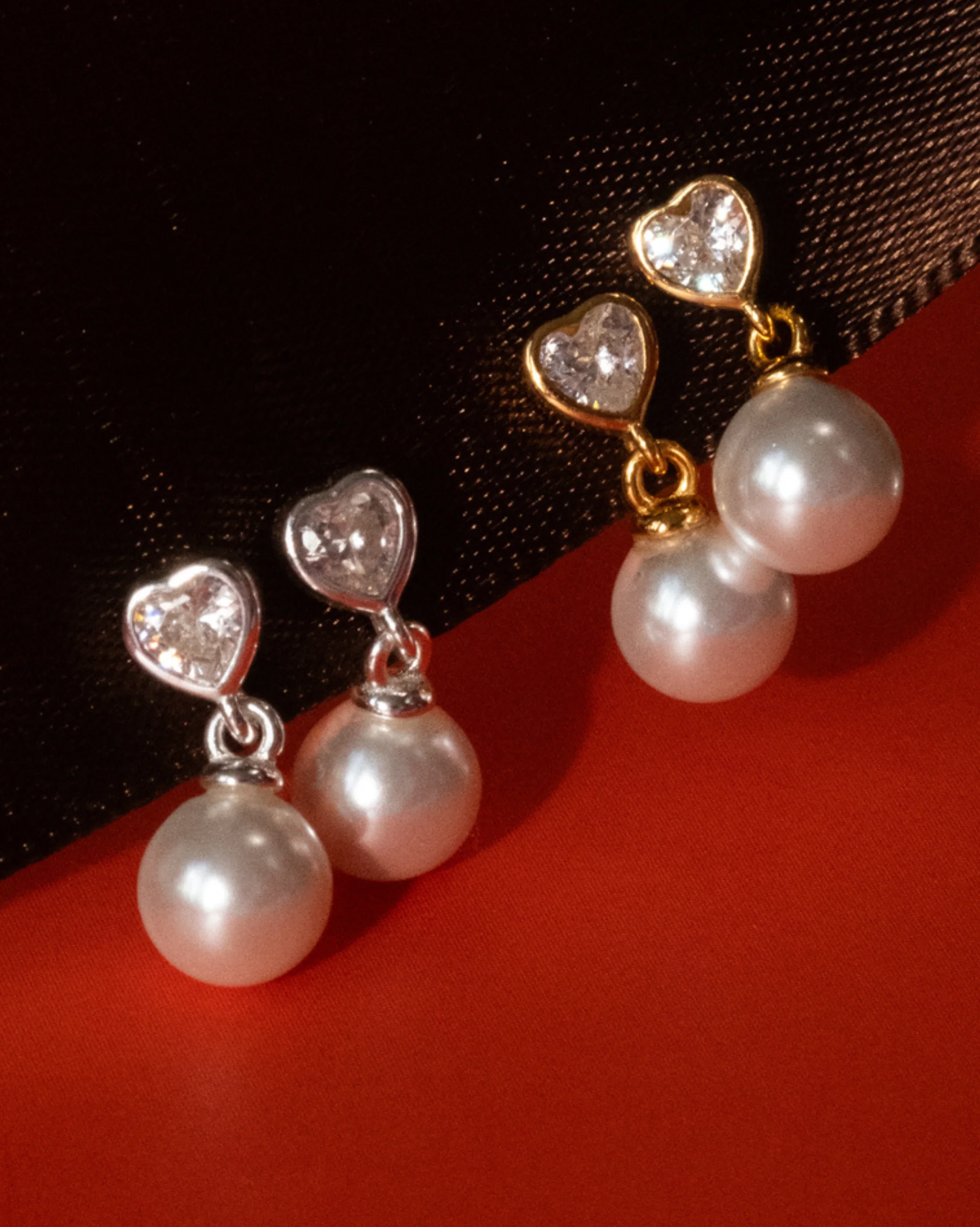 Motunui Heart Pearl Drop Studs - 9K Solid Gold - Image 10