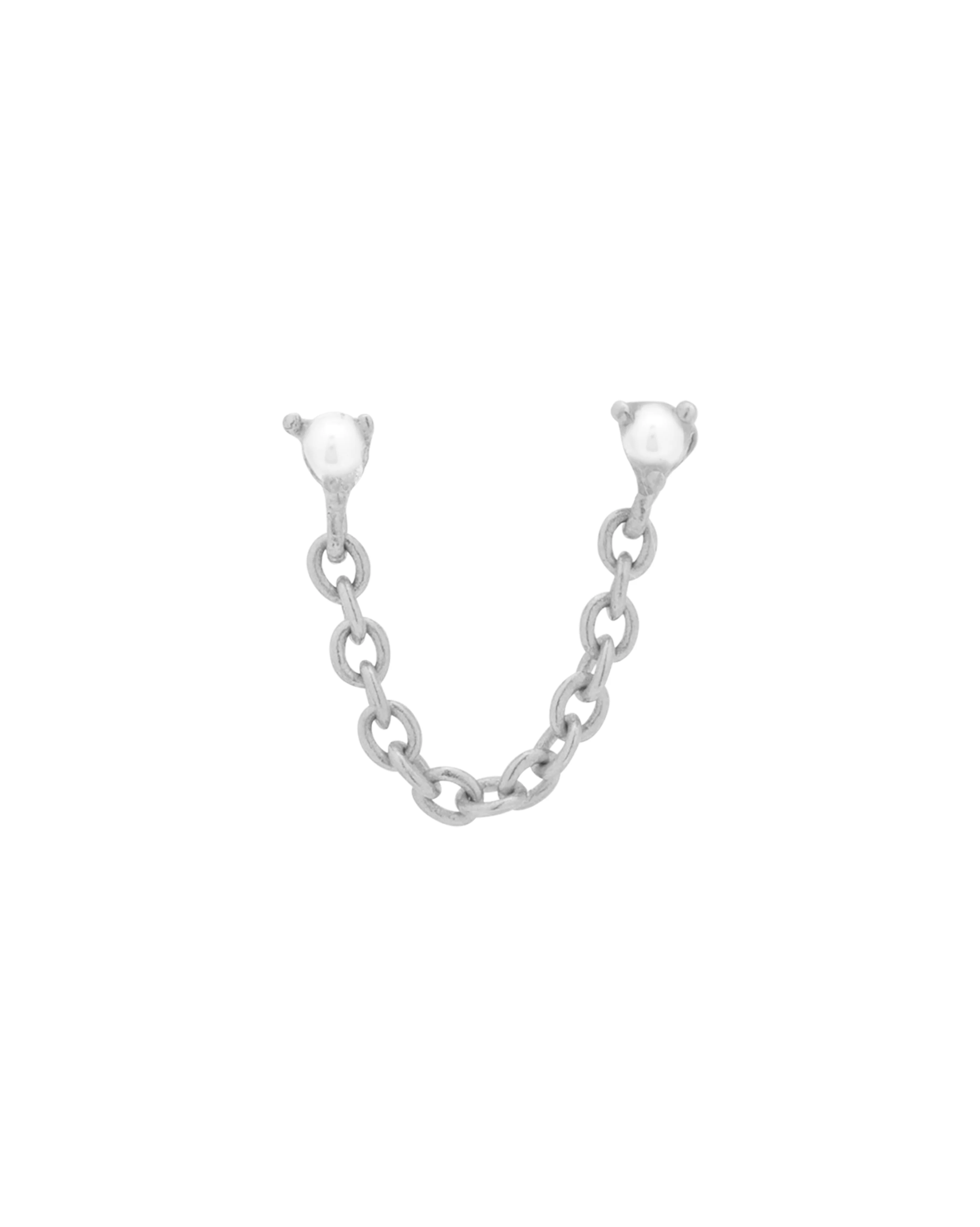 Orla Pearl Double Piercing Stud - Sterling Silver