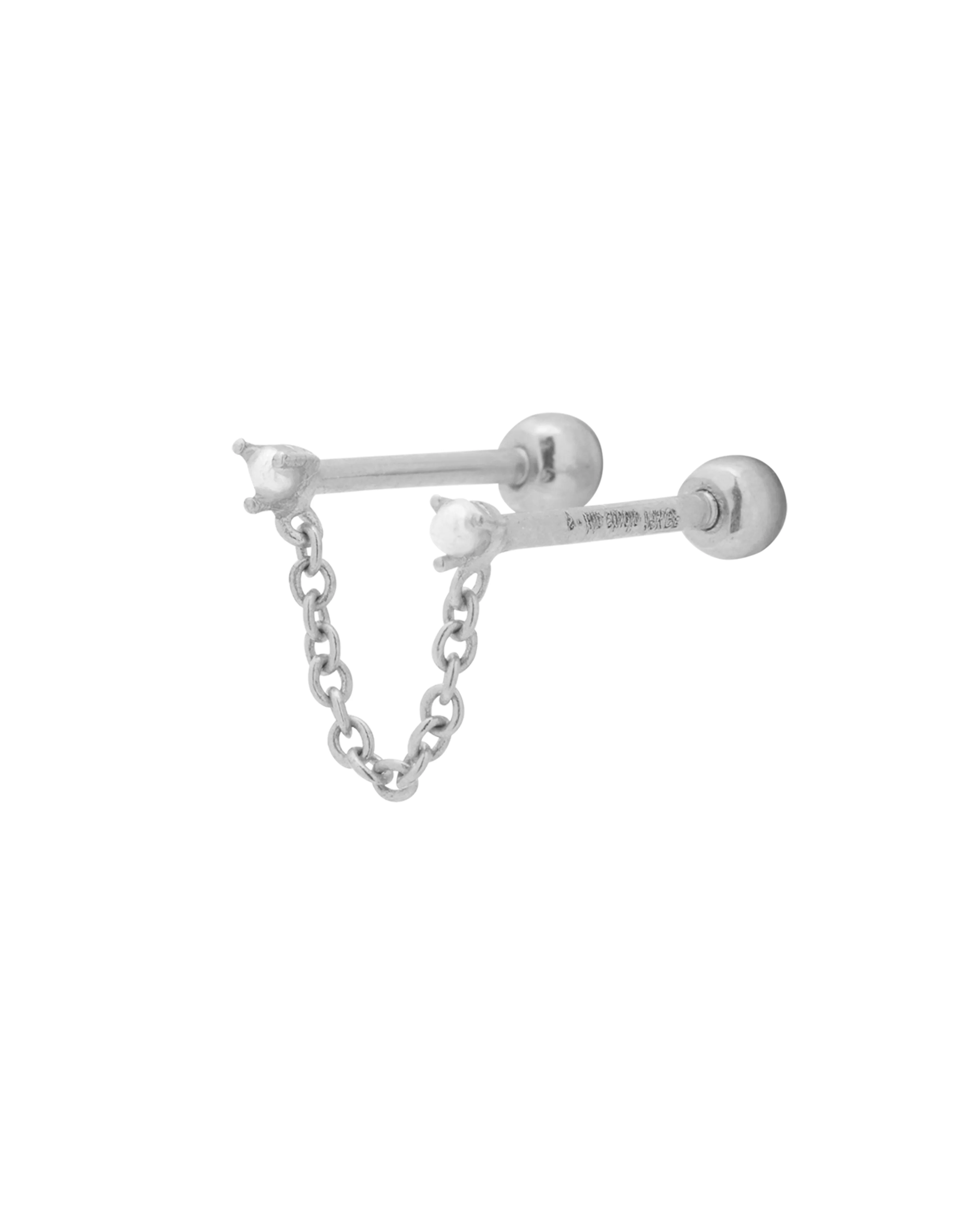 Orla Pearl Double Piercing Stud - Sterling Silver - Image 7