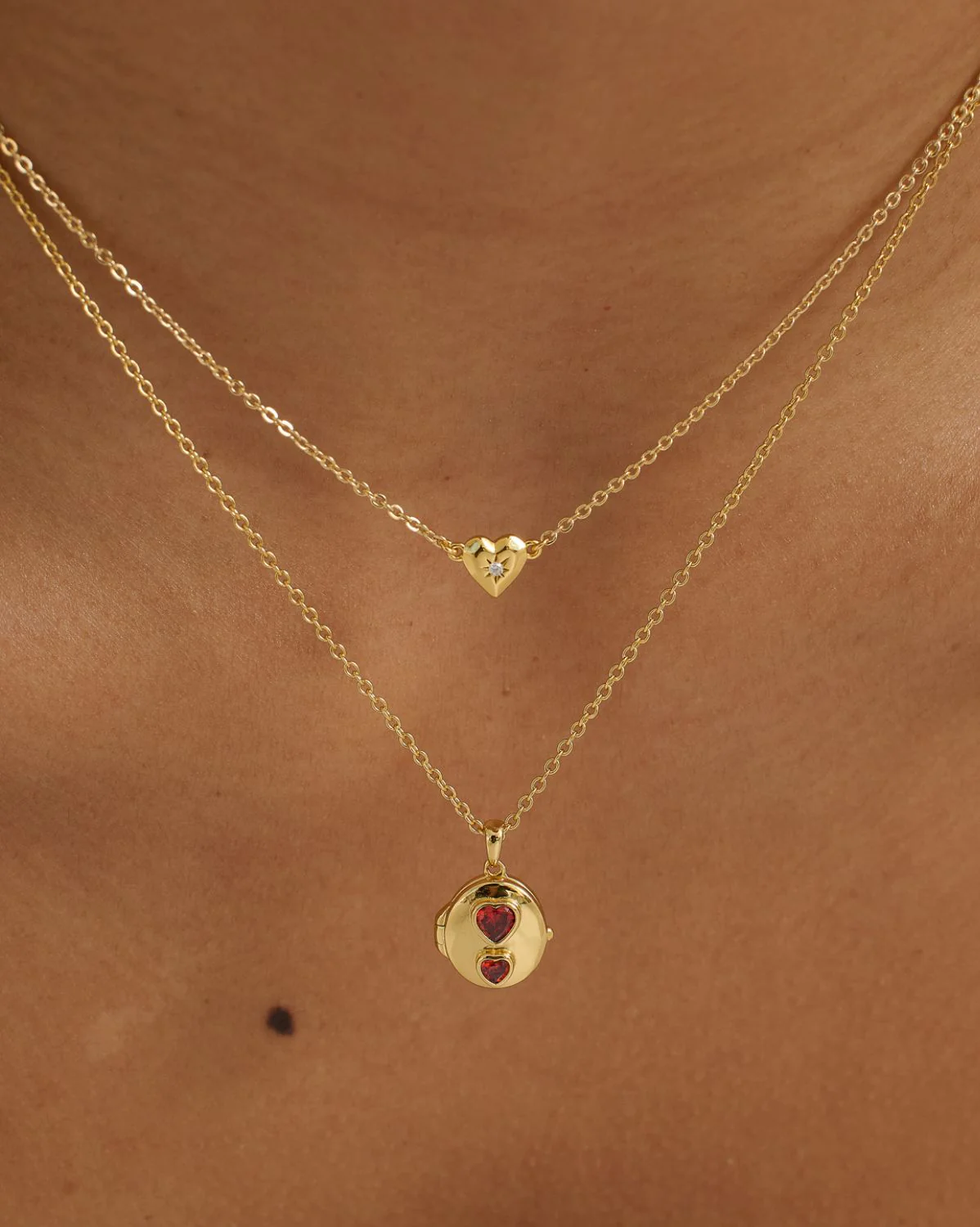 Oval Double-Hearts Engravable Locket Necklace - Image 2