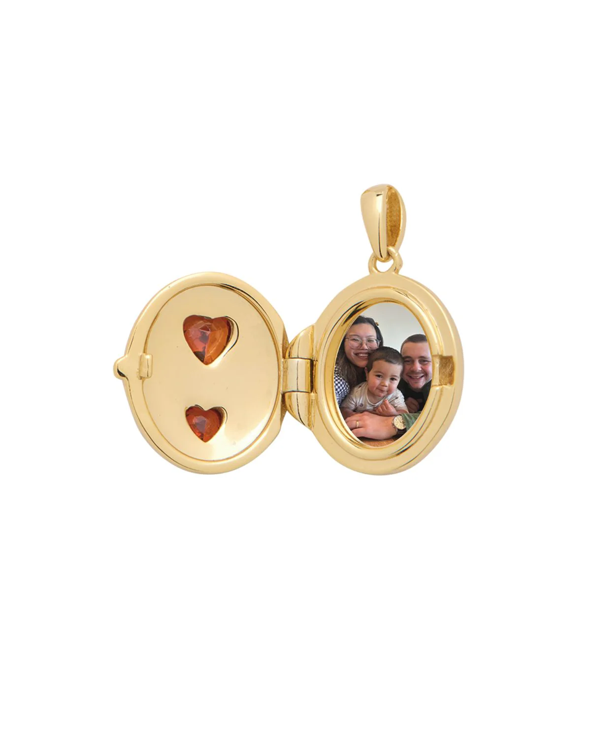 Oval Double-Hearts Engravable Locket Necklace - Image 5