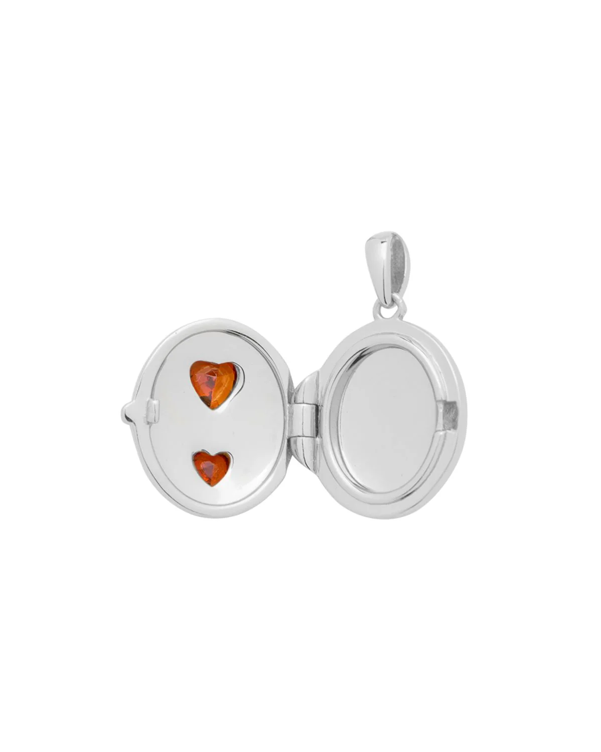 Oval Double-Hearts Engravable Locket Necklace - Sterling Silver - Image 10