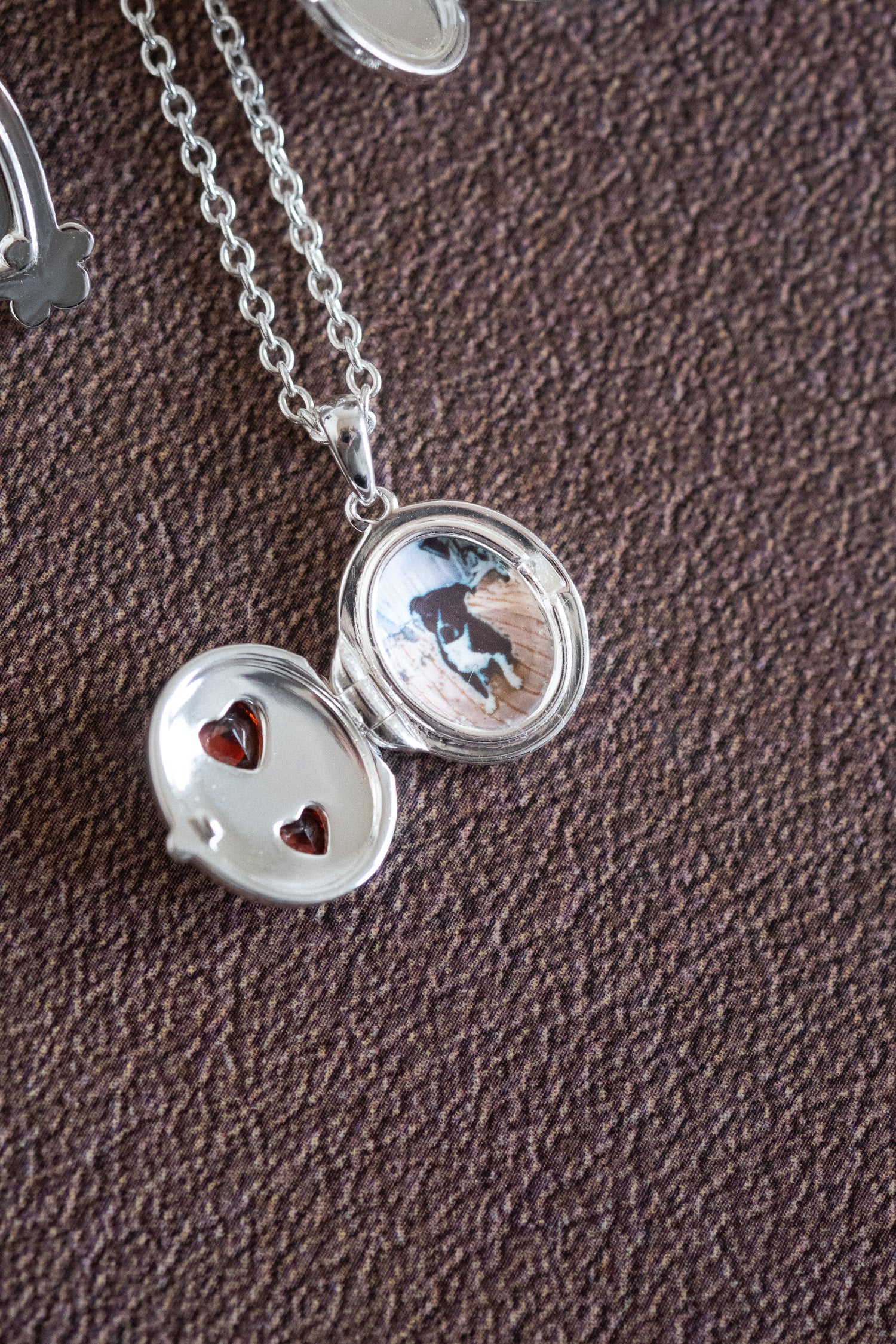 Oval Double-Hearts Engravable Locket Necklace - Sterling Silver - Image 3