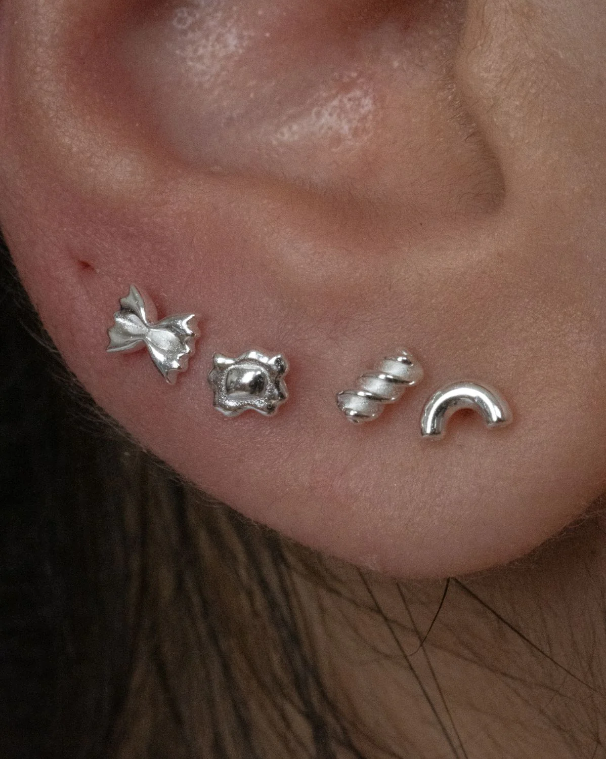 Pasta Shapes Earrings Set - Sterling Silver - Image 2