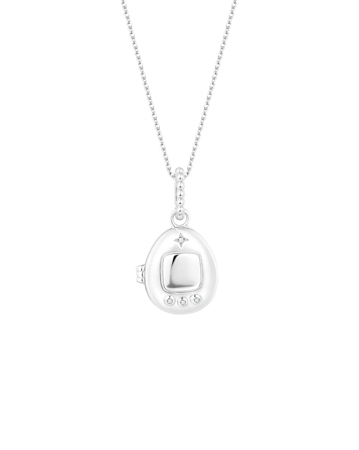 Pixel Engravable Locket Necklace - Sterling Silver