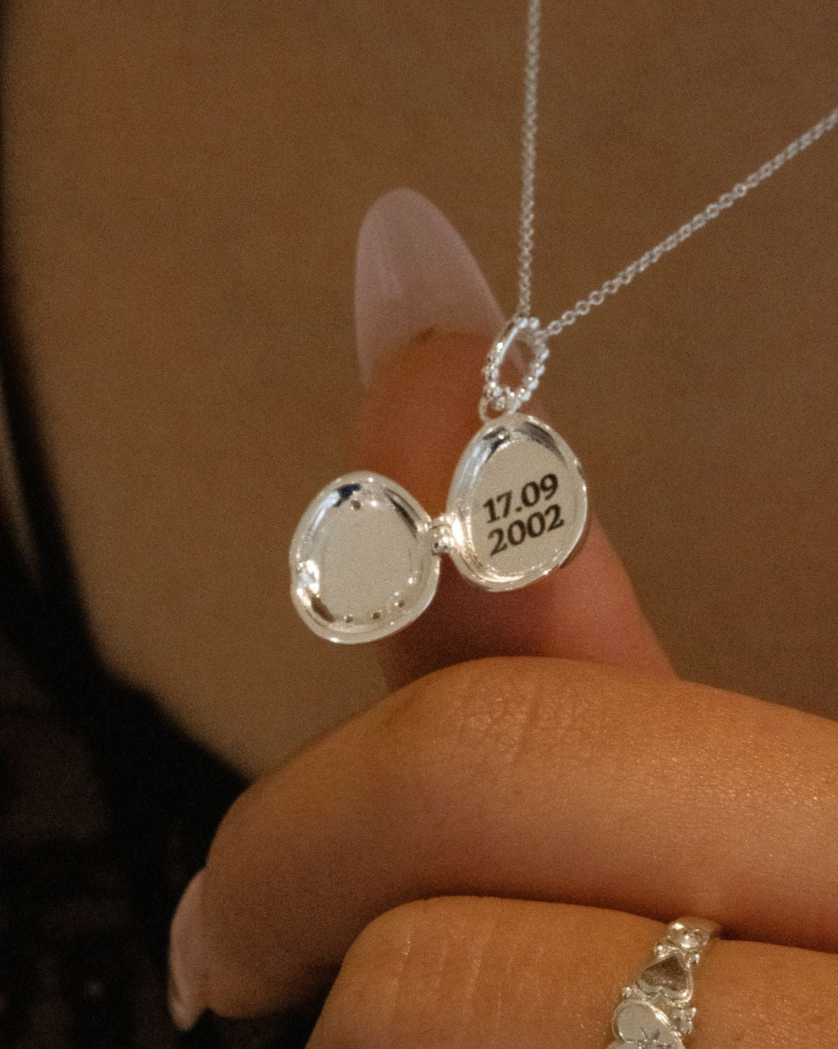 Pixel Engravable Locket Necklace - Sterling Silver - Image 2