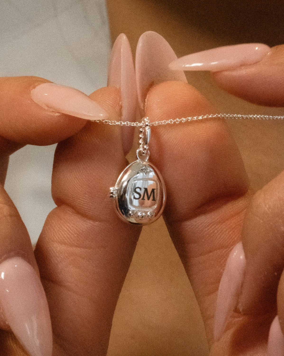 Pixel Engravable Locket Necklace - Sterling Silver - Image 5
