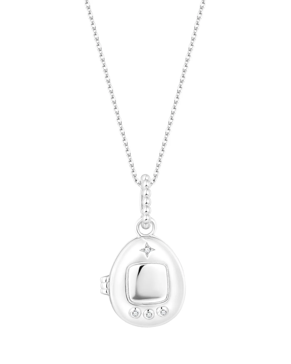 Pixel Engravable Locket Necklace - Sterling Silver - Image 9