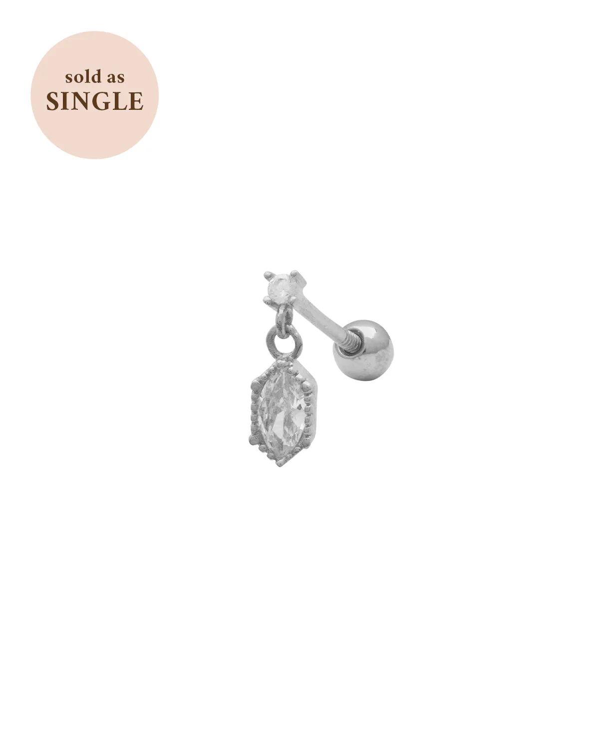 Rei Marquise Dangle Single Stud - Sterling Silver - Image 4